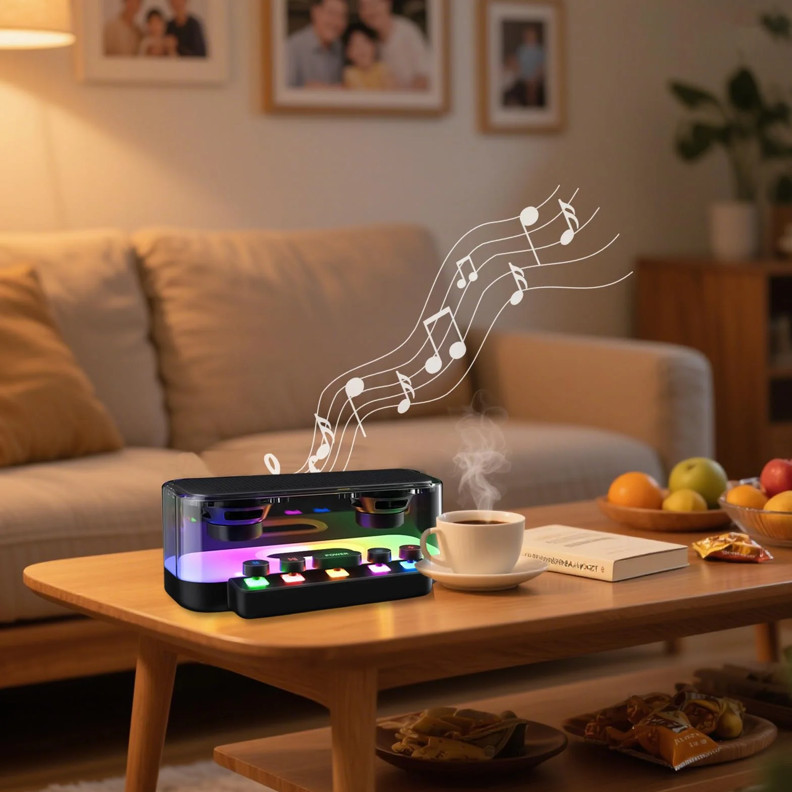 Altoparlante wireless, illuminazione punk RGB, 20 x 11,5 x 8 cm, lettore volume forte, dispositivo musicale meccanico, decorazione per la casa, per uso in cucina, ufficio, audio interno, ABS