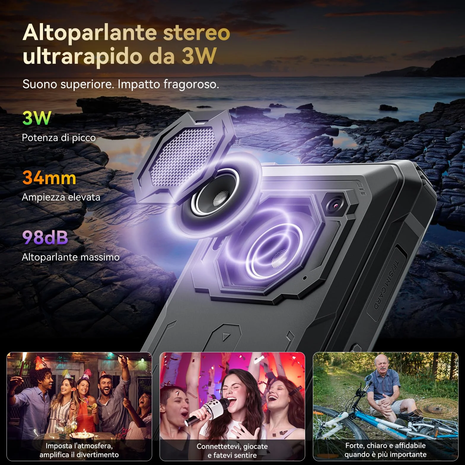 Blackview BV6200 Plus Rugged Smartphone 2026, Batteria 11000mAh Telefono Indistruttibile 24GB+128GB/2TB TF, 6.56" HD+, 98dB Altoparlante, Fotocamera AI 16MP+13MP, Fingerprint/NFC/GPS/3 Anni Garanzia