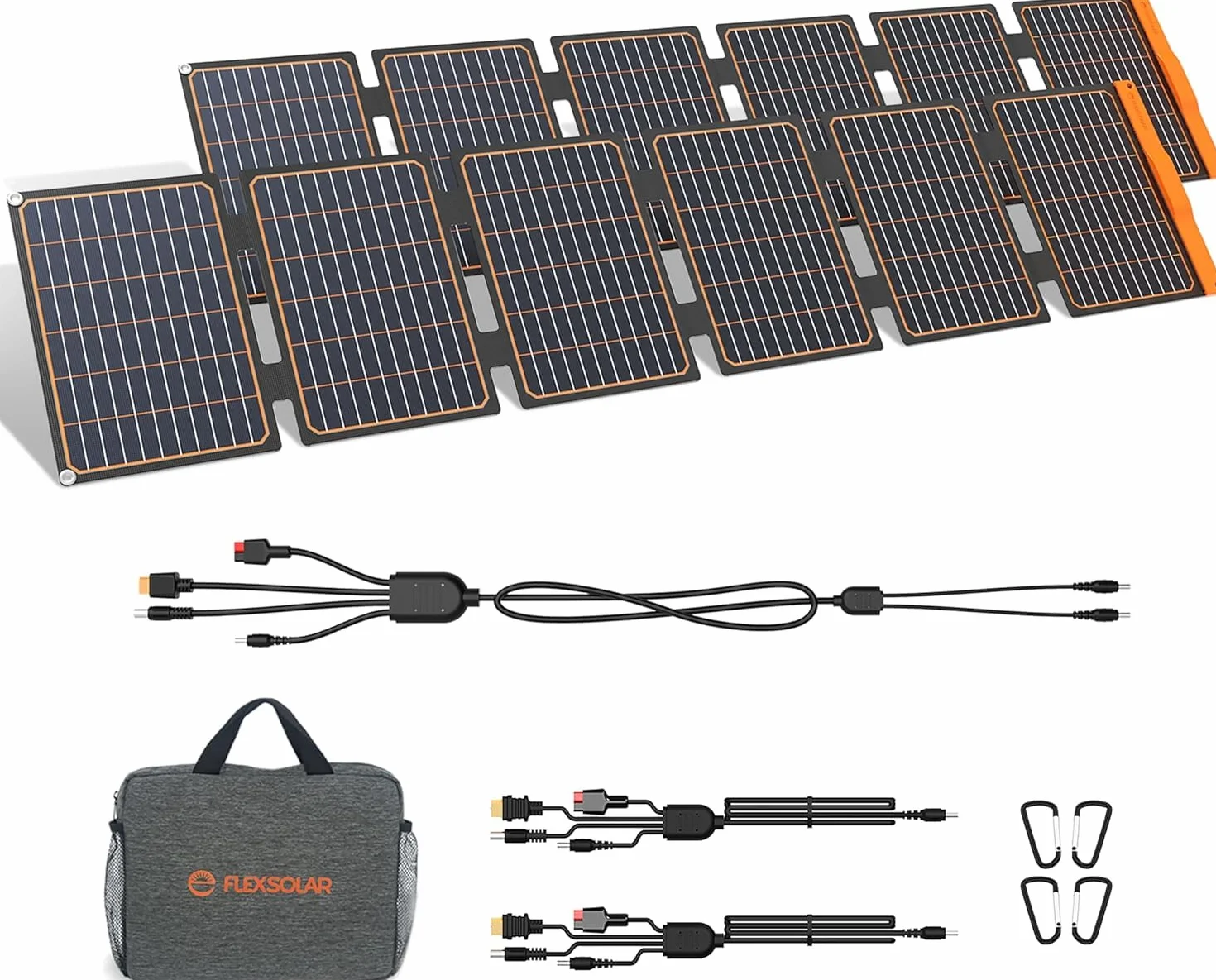 Flexsolar - 2 pannelli solari da 60 W, portatile, pieghevole, IP67, impermeabile, adatto per piccoli generatori, telefoni, banche di energia mobile