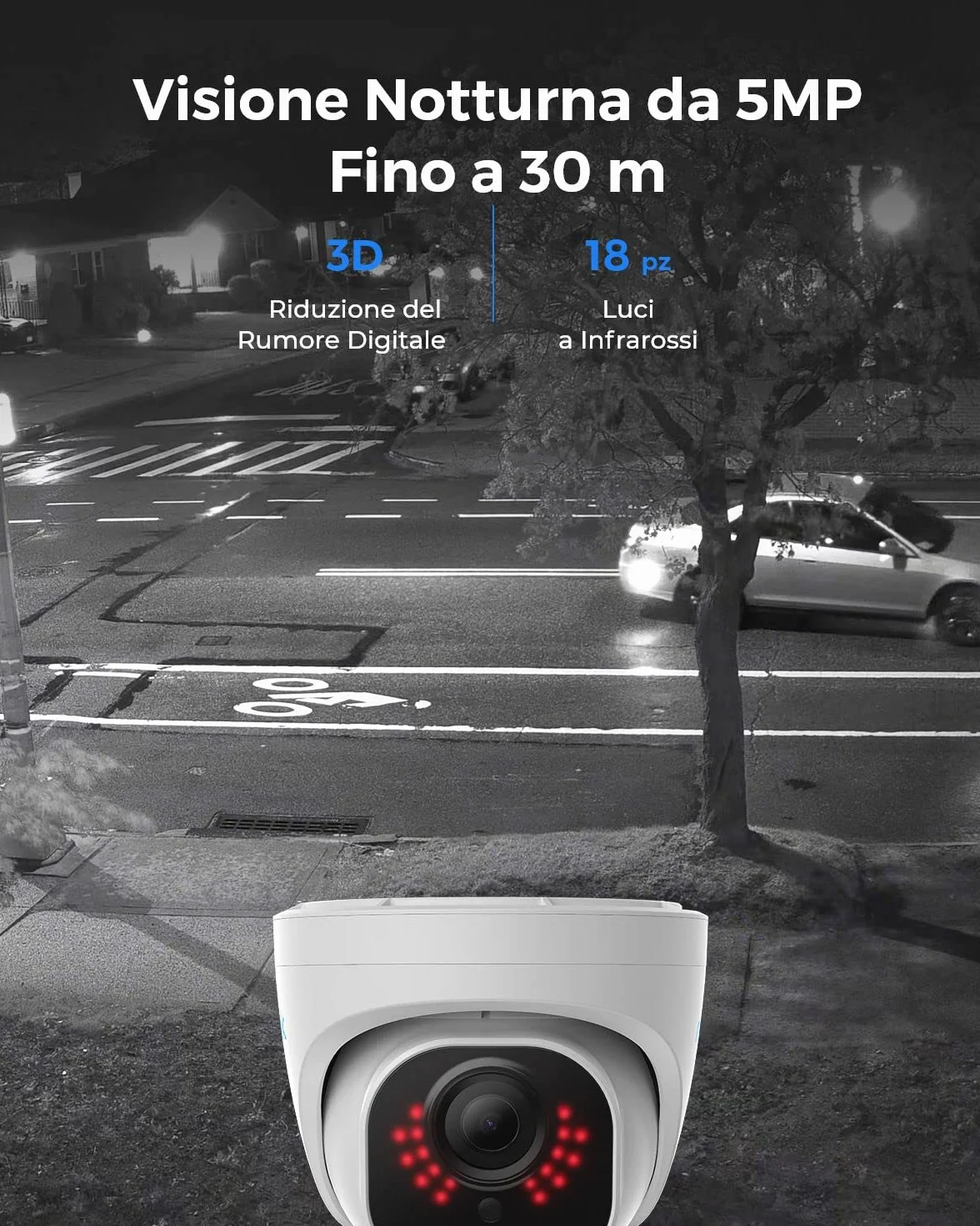 Reolink 5MP Telecamera Esterno PoE, Rilevamento di Uomo/Veicolo/Animale, Visione Notturna IR 30 metri, Videocamera Sorveglianza Esterno Impermeabile IP67, Audio, Slot per Scheda microSD, RLC-520A