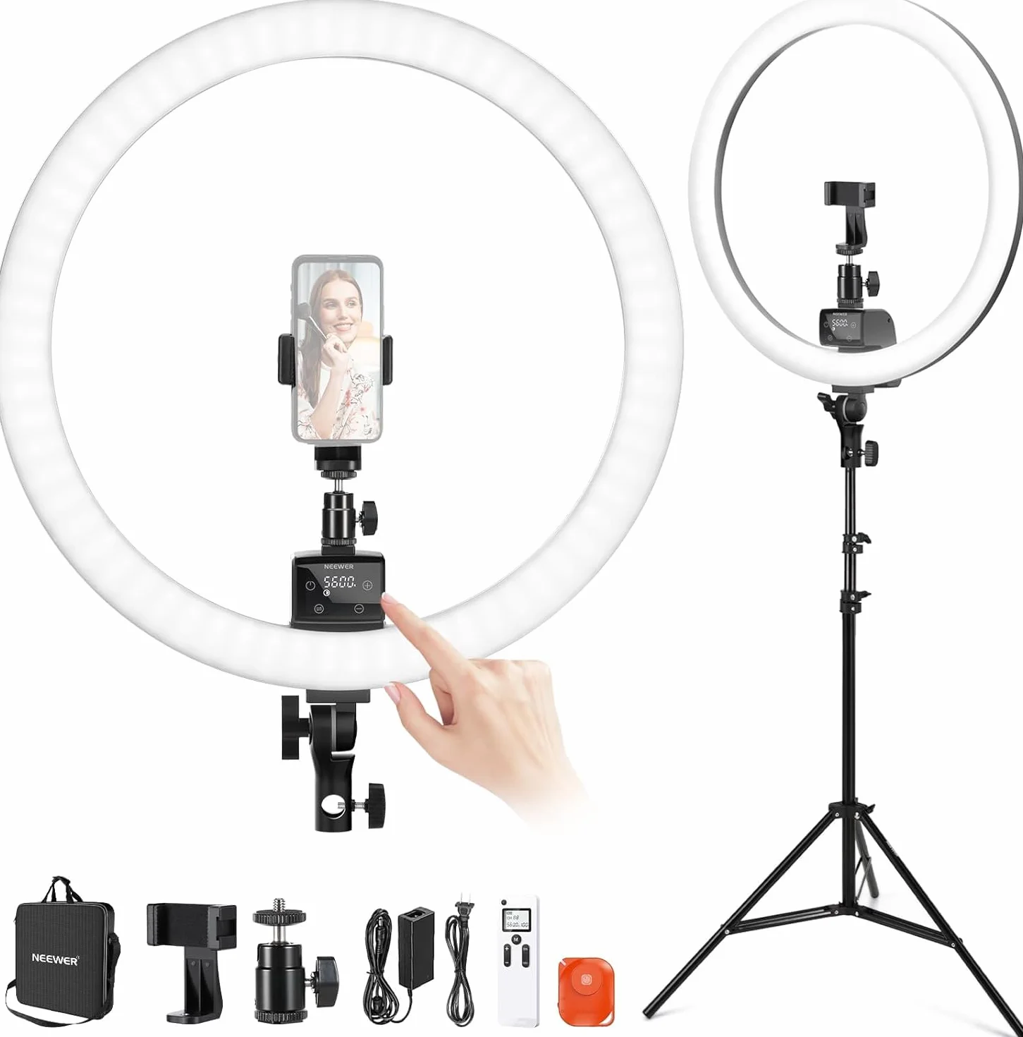 NEEWER SRP18-2.4G 18" Ring Light 42W 3200-5600K LED con Stativo 2.4G Touch Manuale per Fotografia Trucco