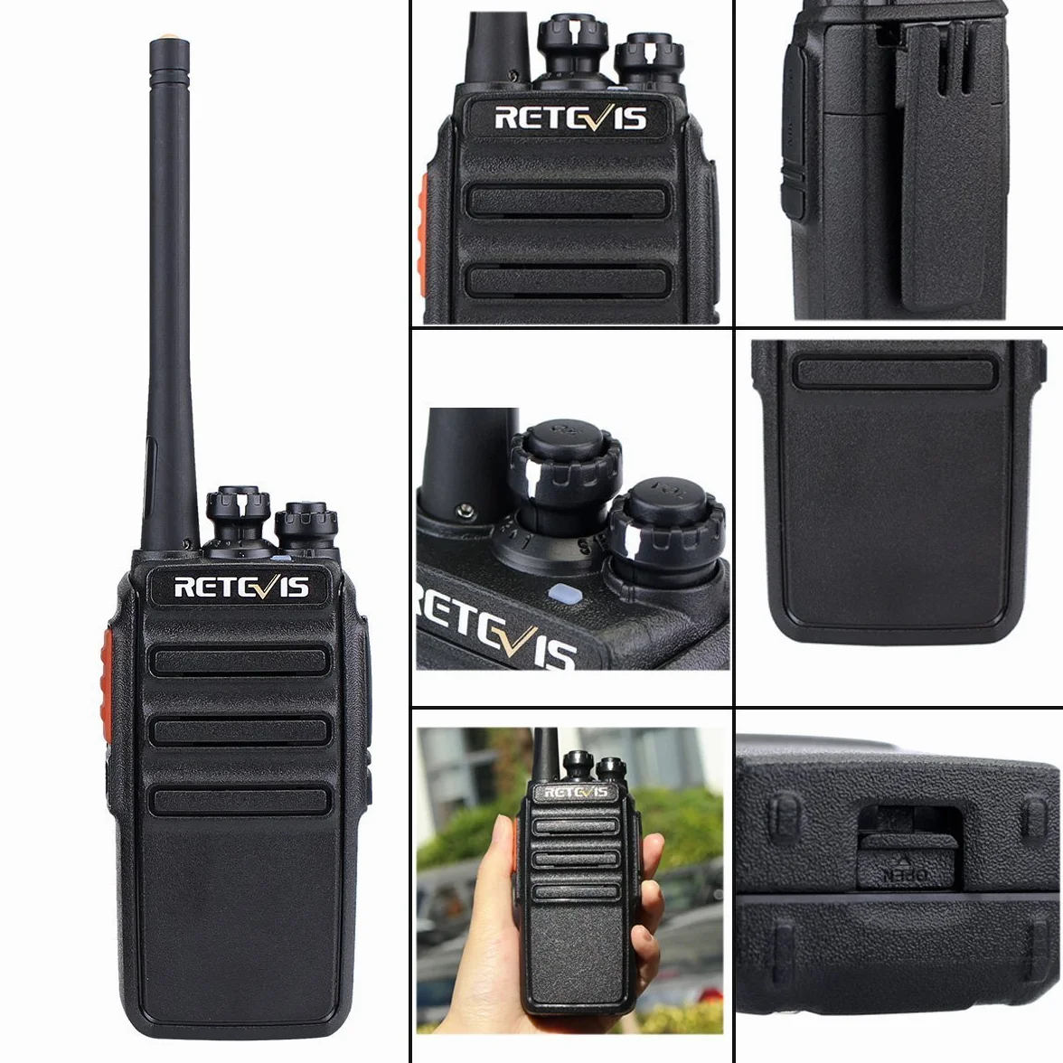 Retevis RT24 Walkie Talkie, PMR446 Licenza-Libero 16 Canali CTCSS/DCS, Walkie Talkie Professionali, Ricetrasmittenti con Auricolare, per Ristoranti, Scuole, Supermercati, Hotel ecc. (Nero,5 Coppia)