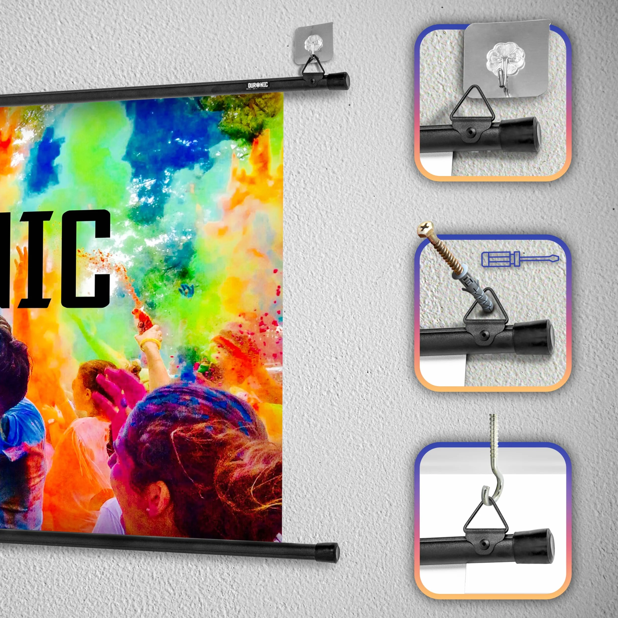 Duronic BPS50 16:9 Telo Proiettore 50 pollici, Schermo per proiettore, Telo da proiezione interno esterno, Home theater cinema Full HD 3D 4K, Schermo di proiezione anti pieghe per casa ufficio scuola