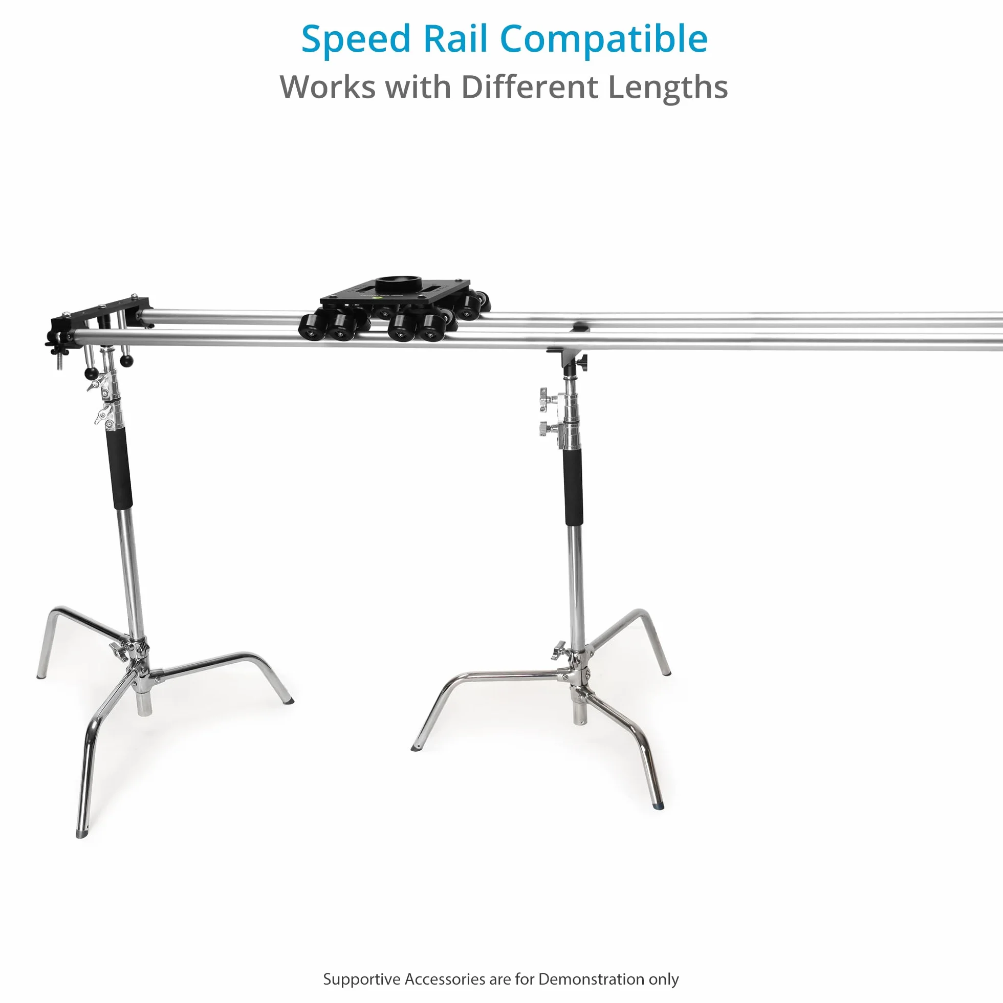 PROAIM Polaris Carrello portatile per videocamera con estremità binari universali. Diametro binario: 1,5"-1,98". Include adattatori per ciotola da 75 e 100mm. Carico utile fino a 200kg/440lb.