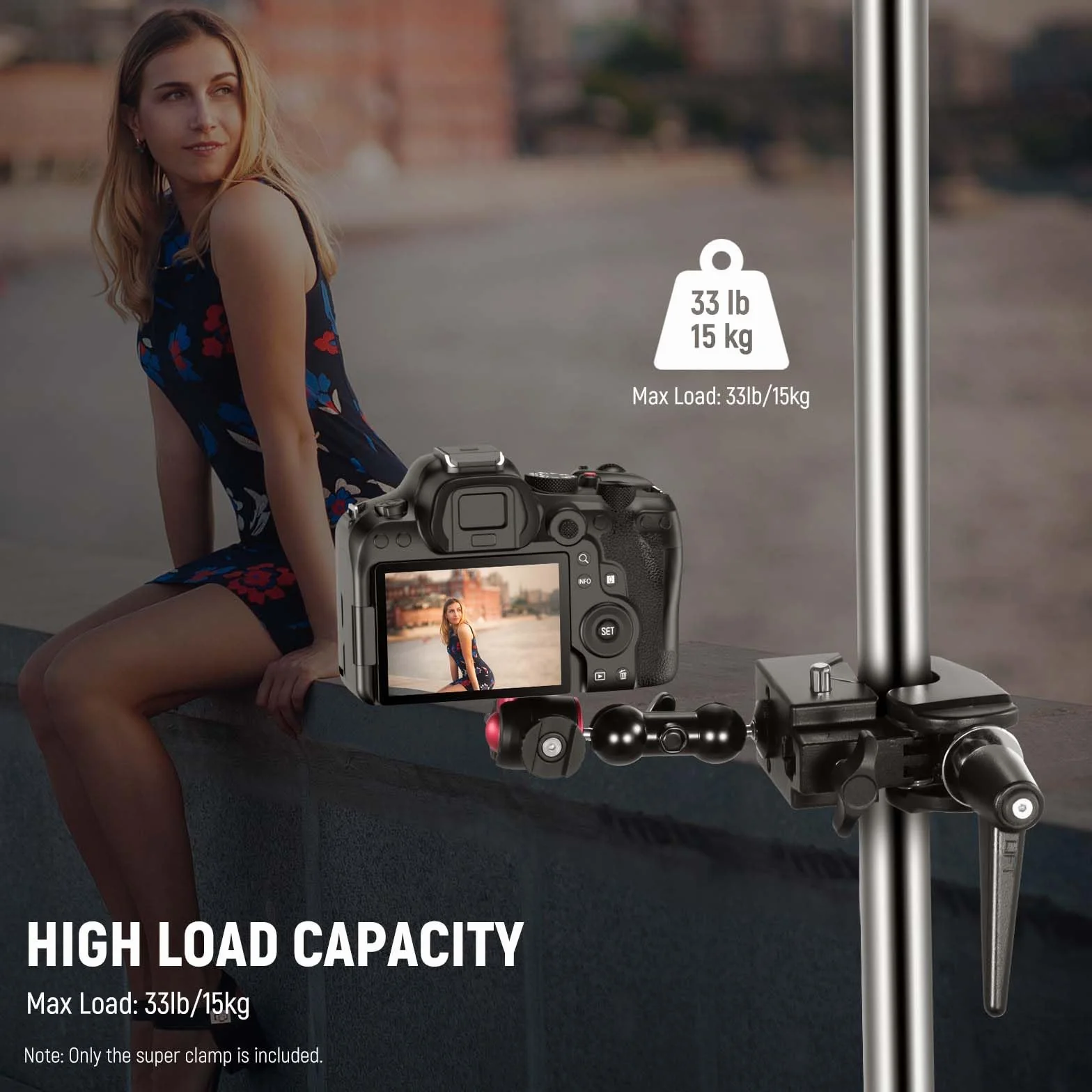 NEEWER 2pz Super Clamp con Perno 5/8", Blocco a Molla, Morsetto Ganascia da 2,4", Morsetto Granchio Robusto per Palo per Superficie Piana di Tubo Tondo, per Montaggio Luce Fotocamera, Max 15kg, UA017