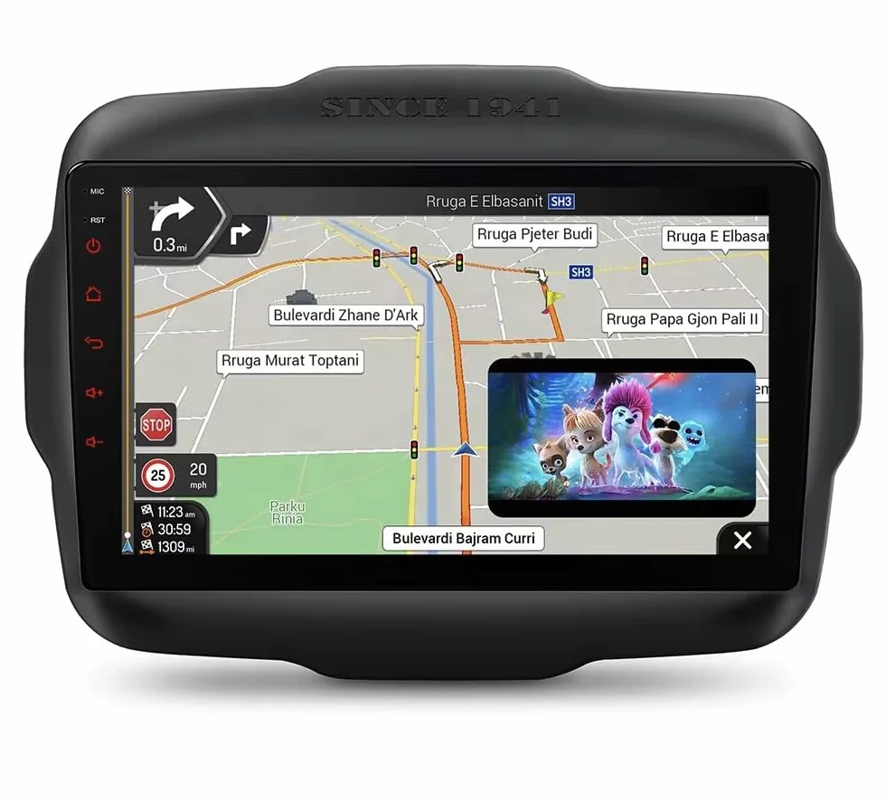 [8+128] Autoradio Android 9 Pollici per Jeep Renegade 2014-2019, Schermo Touch HD, Apple CarPlay & Android Auto, GPS Navigatore, Bluetooth WiFi USB (4GB RAM - 32GB ROM)