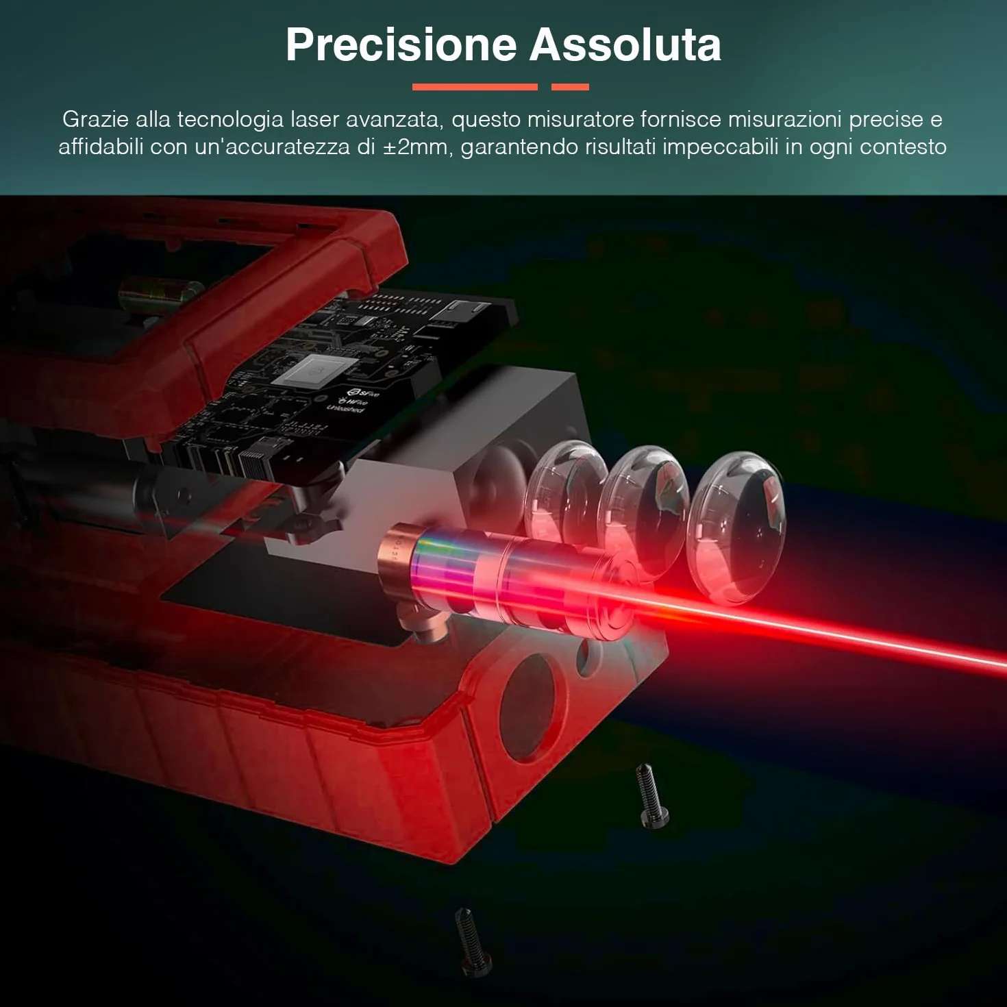 Telemetro Laser Professionale - Misuratore Laser Portatile con Schermo LCD da 4 a 50m - Misurazione Continua Area e Volume, con Memoria 50 Misure