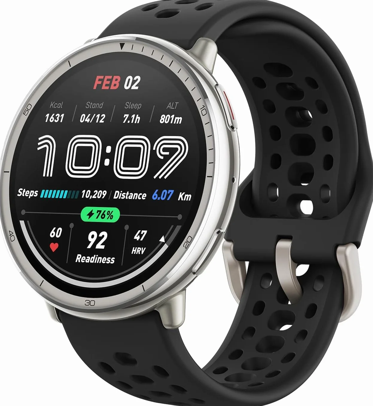 Amazfit Active 2 Smart Watch 44mm, AI, Controllo Vocale, GPS e Mappe incluse, Batteria da 10 Giorni, 160+ Modalità Sportive, Resistente allAcqua 5 ATM per Android e iPhone, Nero