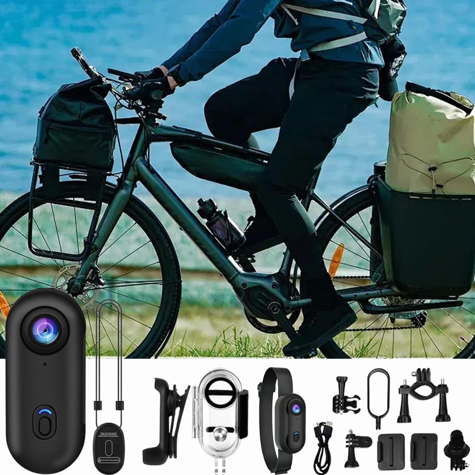Générique Videocamera portatile 4K POV Pro con clip girevole a 360° e clip magnetica, grandangolo di 170°, registrazione 120 minuti, ideale per conferenze, viaggi e passeggiate
