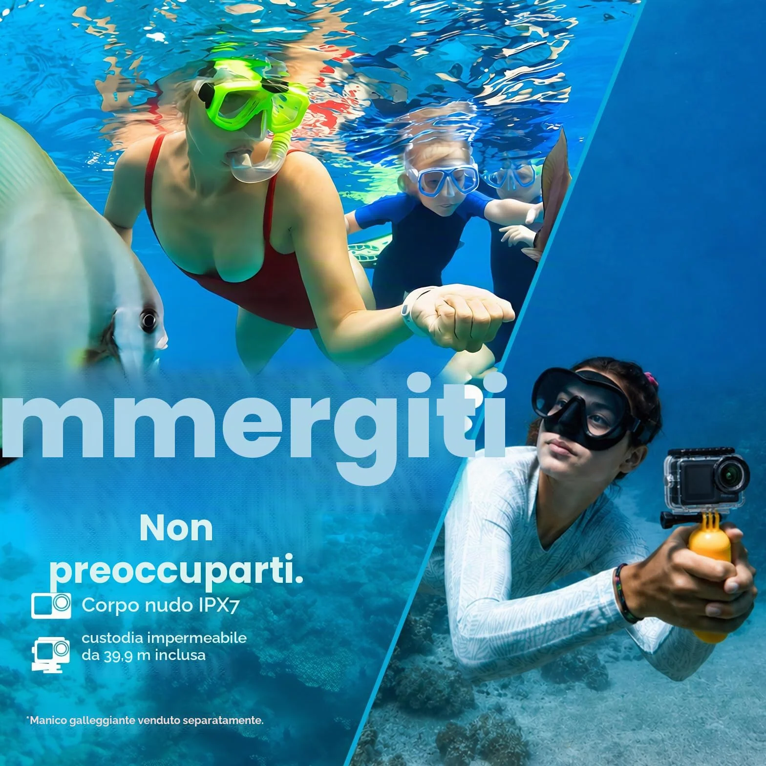 AKASO Brave 7 LE Action Cam 4k30FPS 20MP con Scheda di Memoria U3 da 128GB IPX7 Impermeabile EIS Fotocamera Touch Screen Doppio Schermo Fotocamera Subacquea 40M
