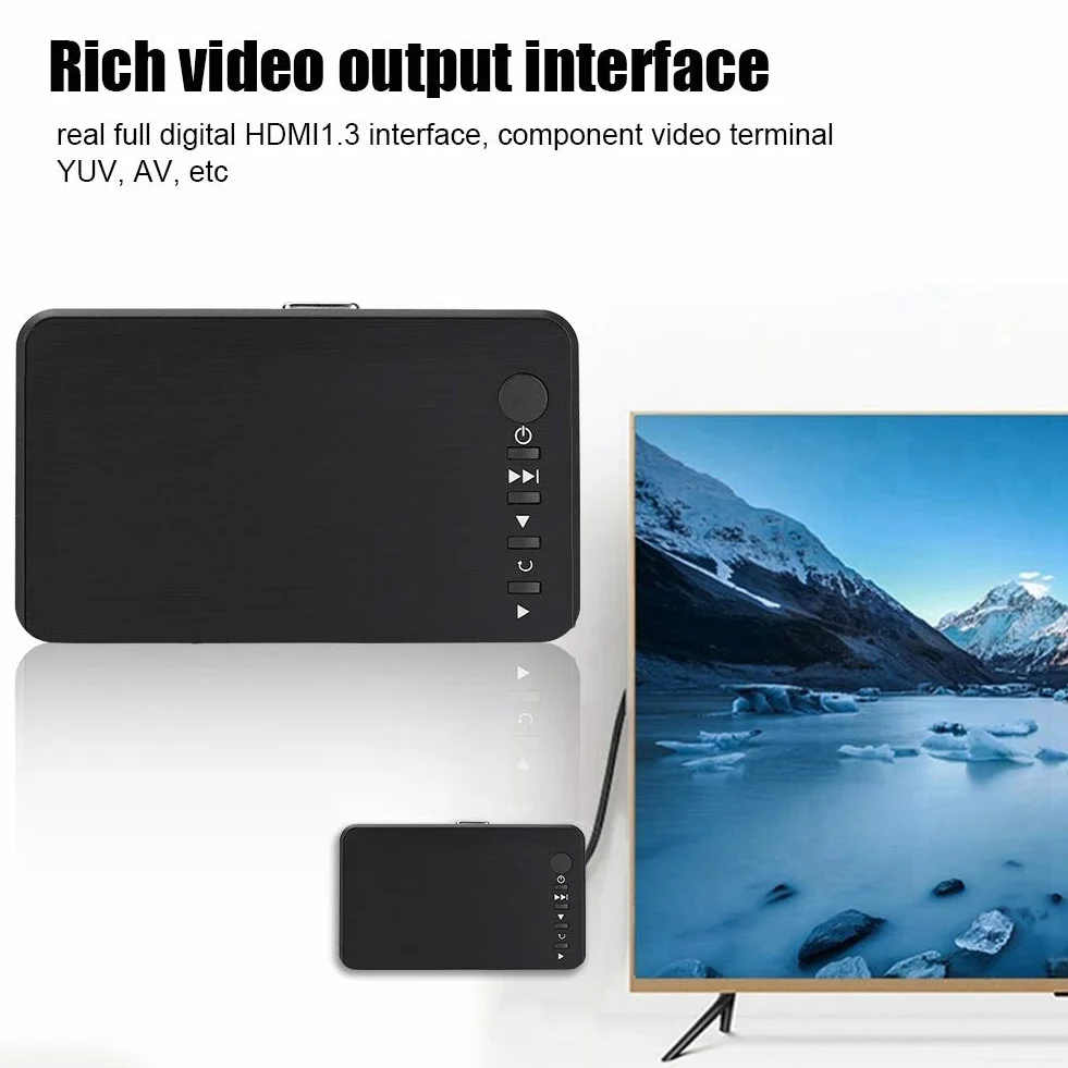 Mini Lettore Multimediale Full HD 1080P Media Player con Telecomando Digitale TV per USB Drive/External Hard Drive 2.5TB / Scheda SD(Black)