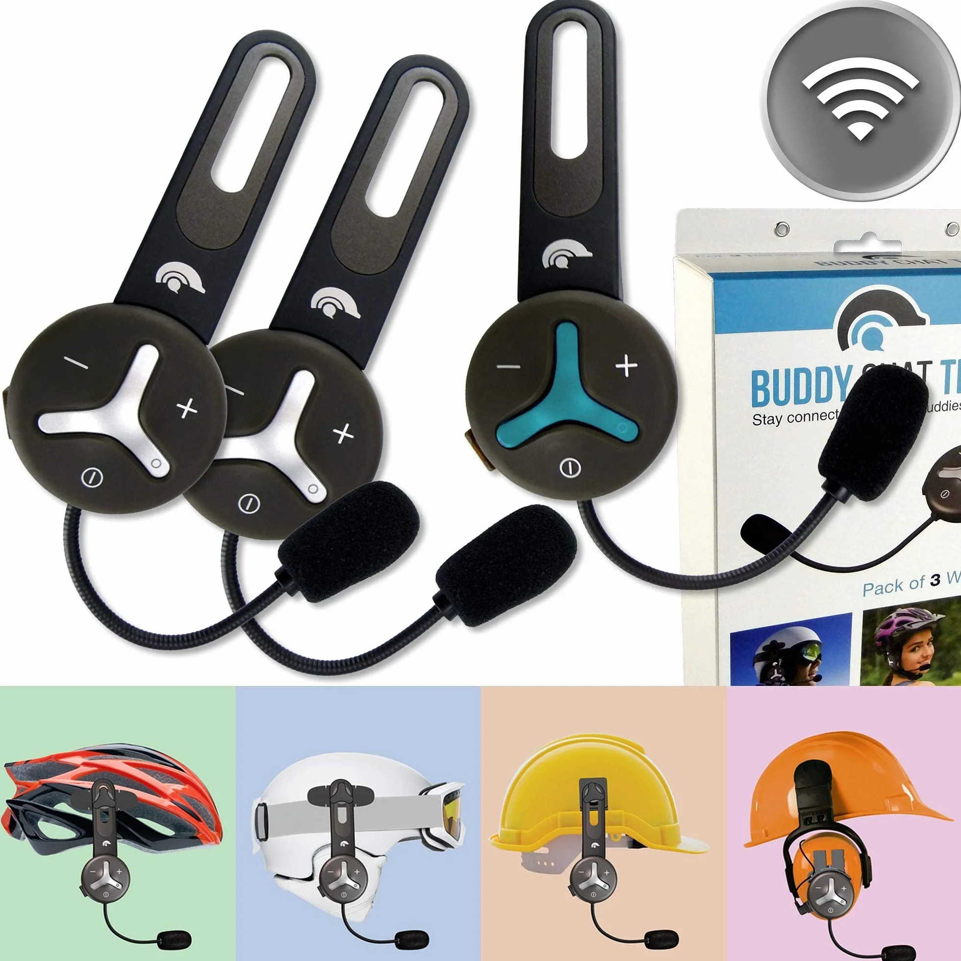 Trio – Citofono con 3 moduli auricolari Bluetooth con portata fino a 1 km – vivavoce con cancellazione del rumore DSP e connessione smartphone