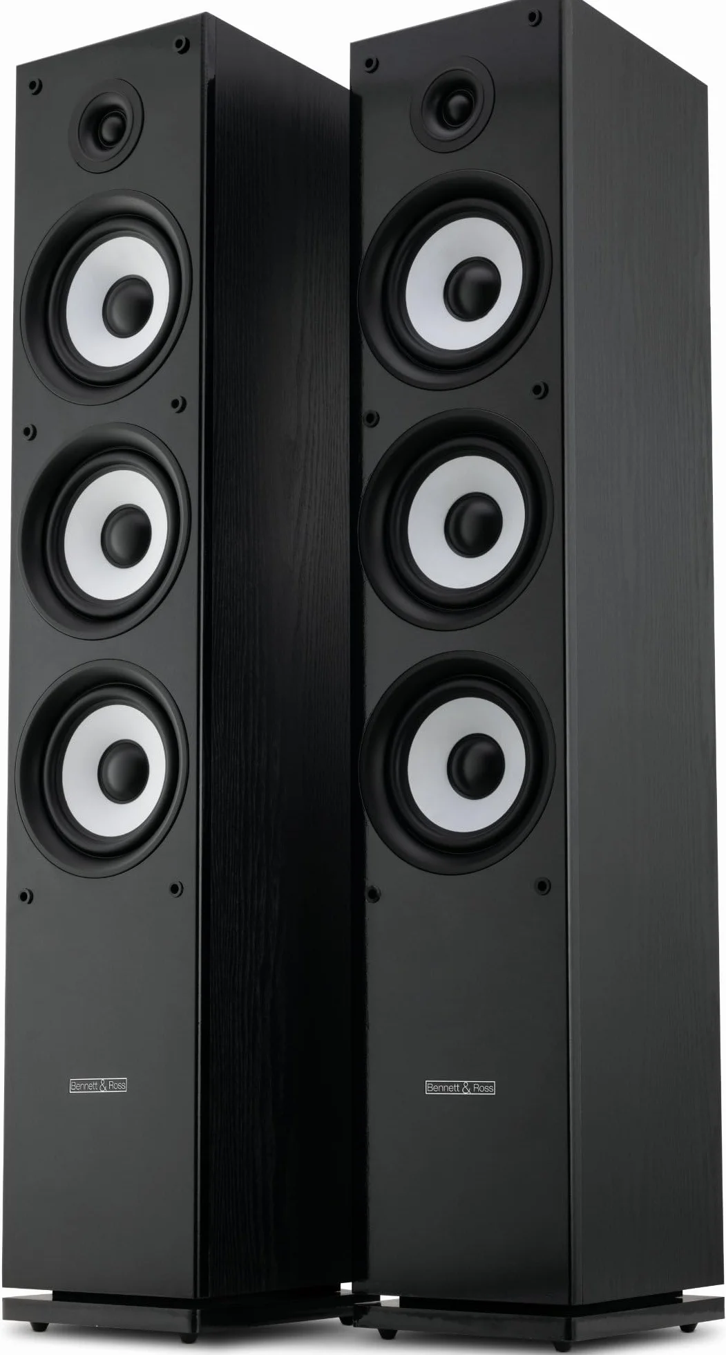 Bennett & Ross Ultrasphere Diffusori A Torre HiFi 3-Vie Coppia - 200W RMS - 2 x 6,5" Woofer - 6,5" Midrange - 1" Tweeter A Cupola In Seta - Costruzione Bass-Reflex - Finitura Effetto Legno - Nero