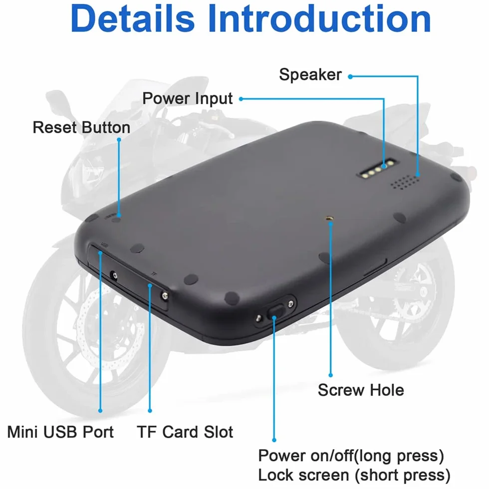 PolarLander Monitor per Moto Portatile 5'' IPS Impermeabile IPx6 Compatibile con Wireless Apple Carplay e Android Auto Dual Bluetooth