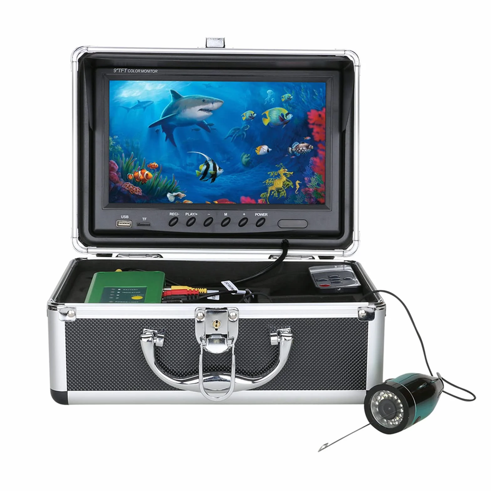 Telecamera Subacquea da Pesca DVR Monitor LCD da 7 Pollici HD 1080P Telecamera Subacquea 15M Ecoscandaglio da Pesca per Pesca su Ghiaccio, Lago e Barca