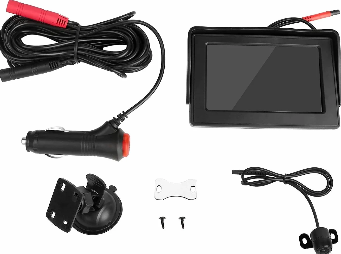 Telecamera Posteriore per Auto Telecamera di Retromarcia con Monitor LCD da 4,3",12 V-24 V Assistenza al Parcheggio, Visione Notturna, Impermeabile, Adatto per Autobus/Camion/Camper/Furgone