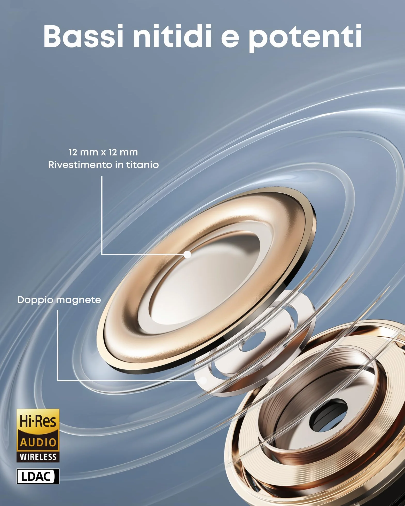 soundcore AeroClip by Anker, Auricolari Open-Ear, Cuffie Clip-On, Comfort Adattivo, Chiamate Chiare con 4 Microfoni e AI, Adattamento Stabile, Driver da 12mm per Suono Nitido, Design a Anello Aperto