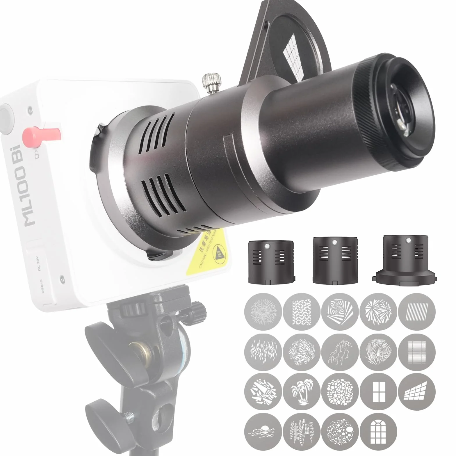 DF DIGITALFOTO Mini Snoot Proiettore con supporto Godox/Smallrig/Ulanzi 19 GB Φ42 mm Telaio Magnetico Compatibile con Godox ML100Bi/ML60IIBi, Smallrig RC60