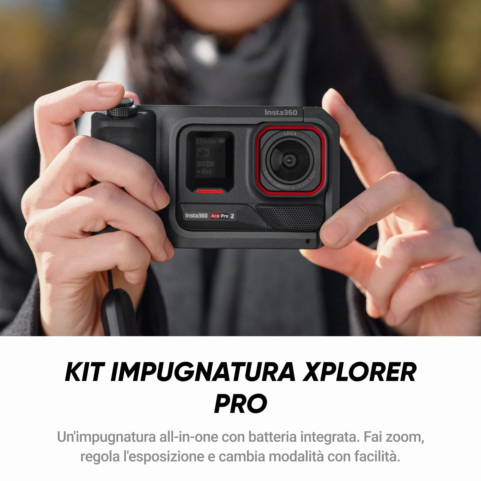 Insta360 Ace Pro 2 Pack Videomaker definitivo. Action cam 8K con Leica, Kit impugnatura Xplorer Pro, lenti cinematografica e primi piani, lente ultragrandangolo, filtro Black Mist, filtro stellare