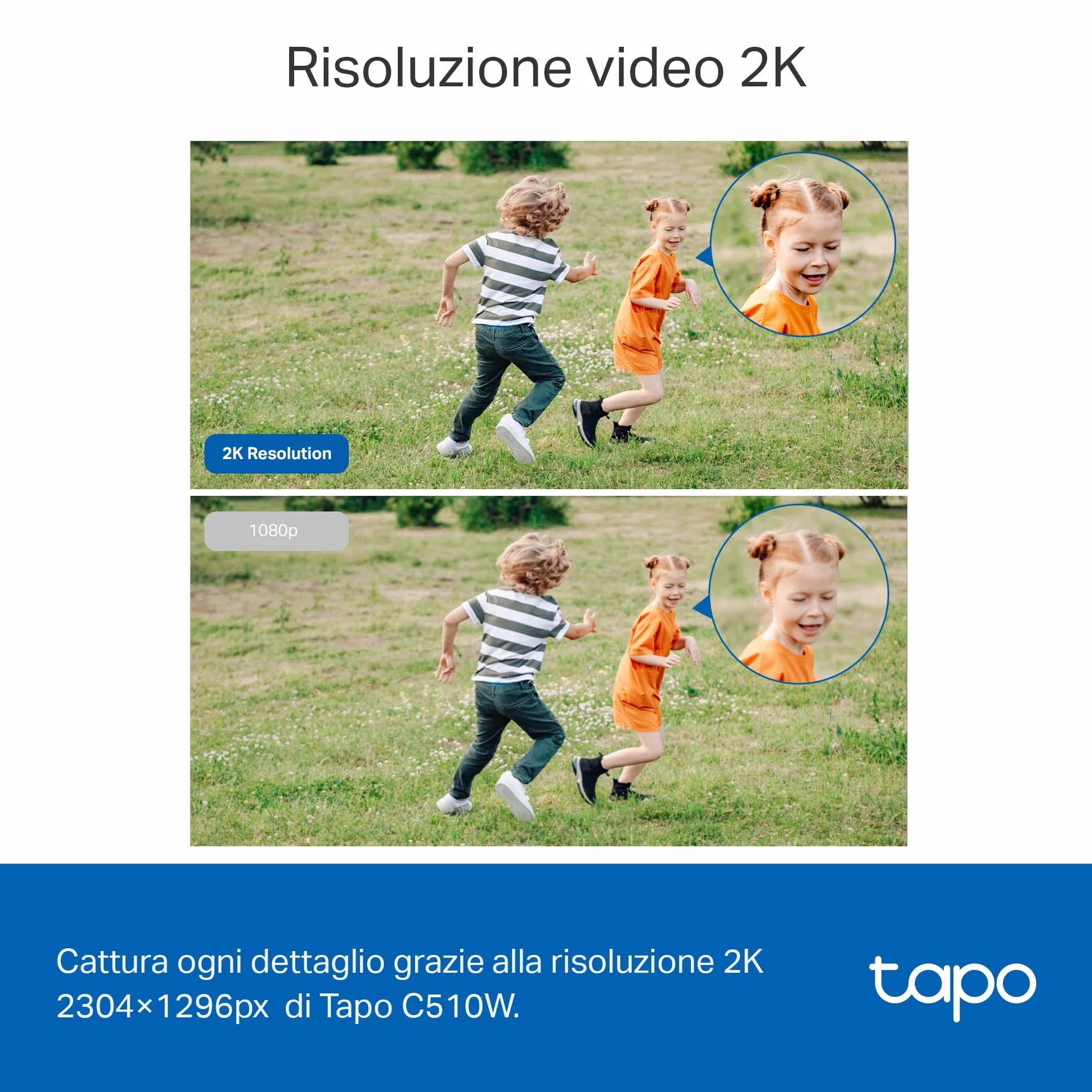 Tapo C510W Telecamera WiFi da esterno 2K 3MP, visione a 360°, IP65, impermeabile, sorveglianza IP