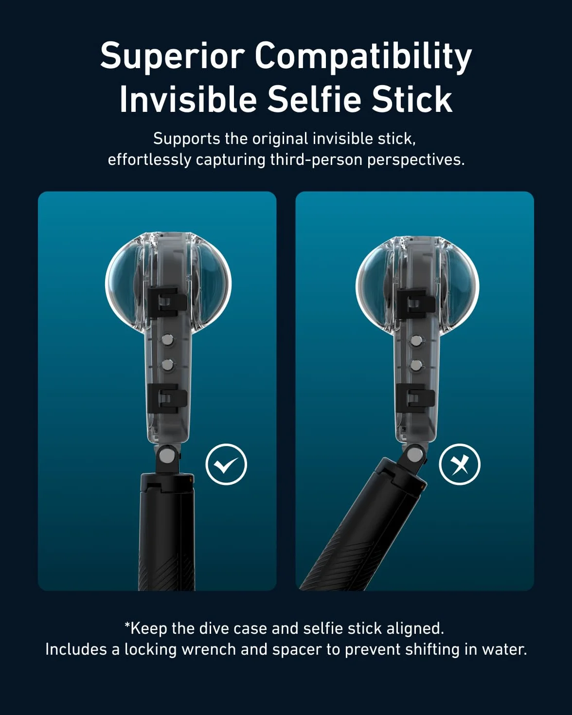 TELESIN Custodia impermeabile per Insta360 X4, Custodia subacquea fino a 50m/164ft, custodia subacquea protettiva per accessori per fotocamera Insta 360 X4, riprese subacquee versatili