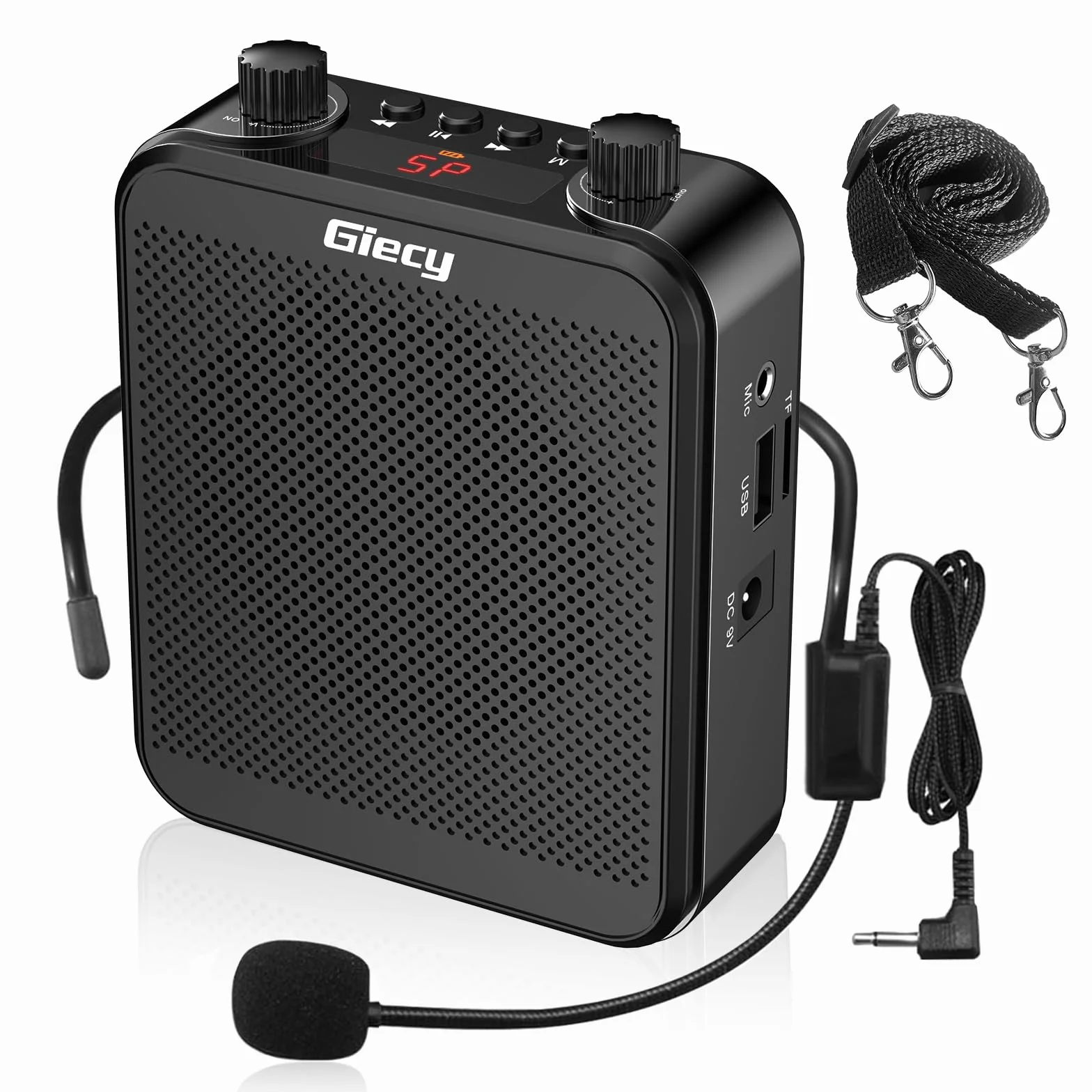 Amplificatore vocale portatile con microfono per cuffie da 30 W, batteria ricaricabile 2800 mAh, potente amplificatore voce per insegnanti, guide, allenatori, presentatori