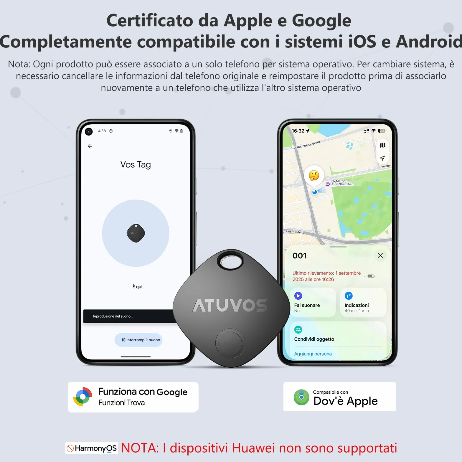 ATUVOS Smart Tag Pro Tracker Bluetooth per Android iOS, Localizzatore per Bagagli, 4 Pezzi