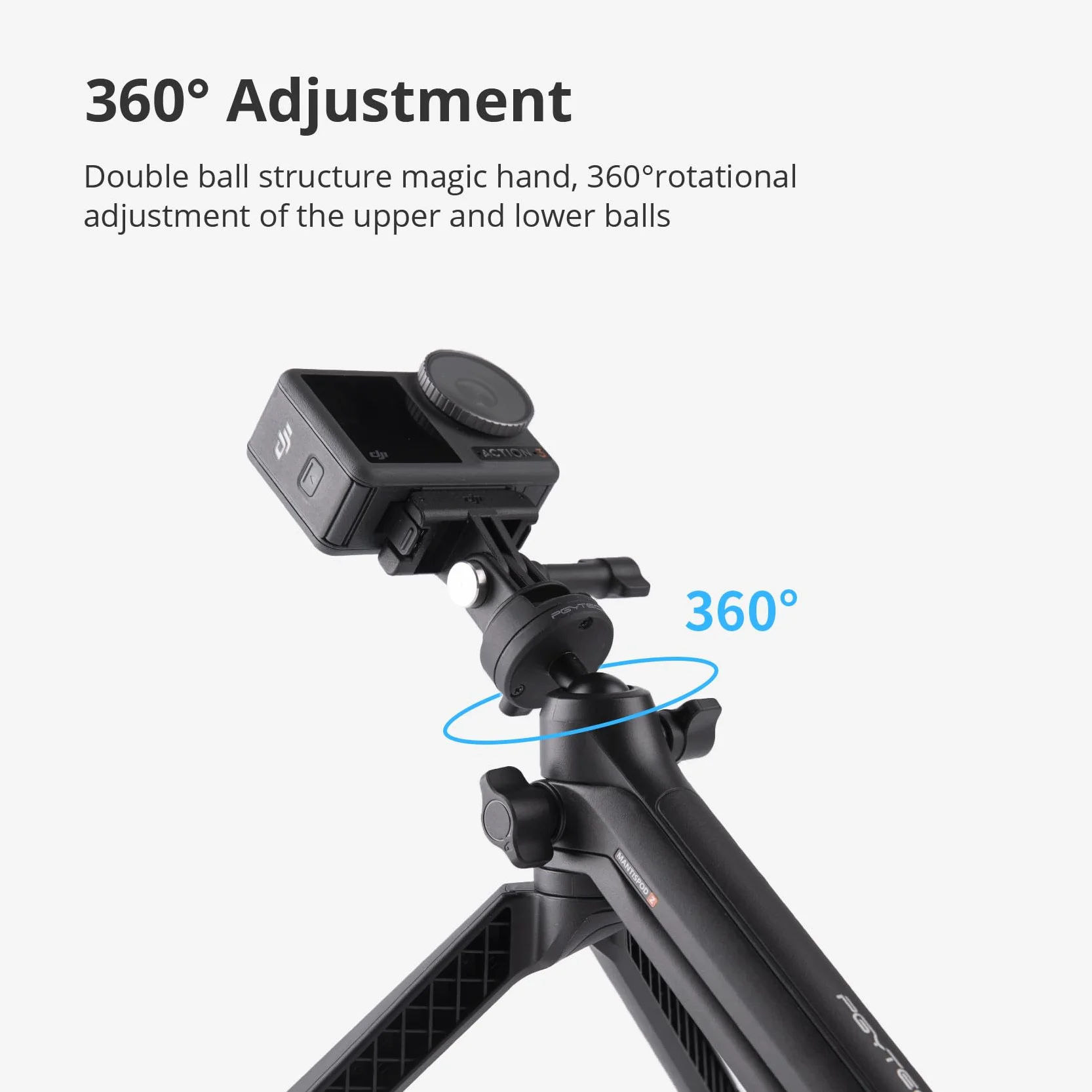 PGYTECH MantisPod Z Treppiede Estensibile per Action Cam, Impugnatura Portatile con Testa a Sfera a 360° e Sistema CapLock per DJI OSMO/Action/Pocket, per Insta360, per GoPro, Supporto da Tavolo