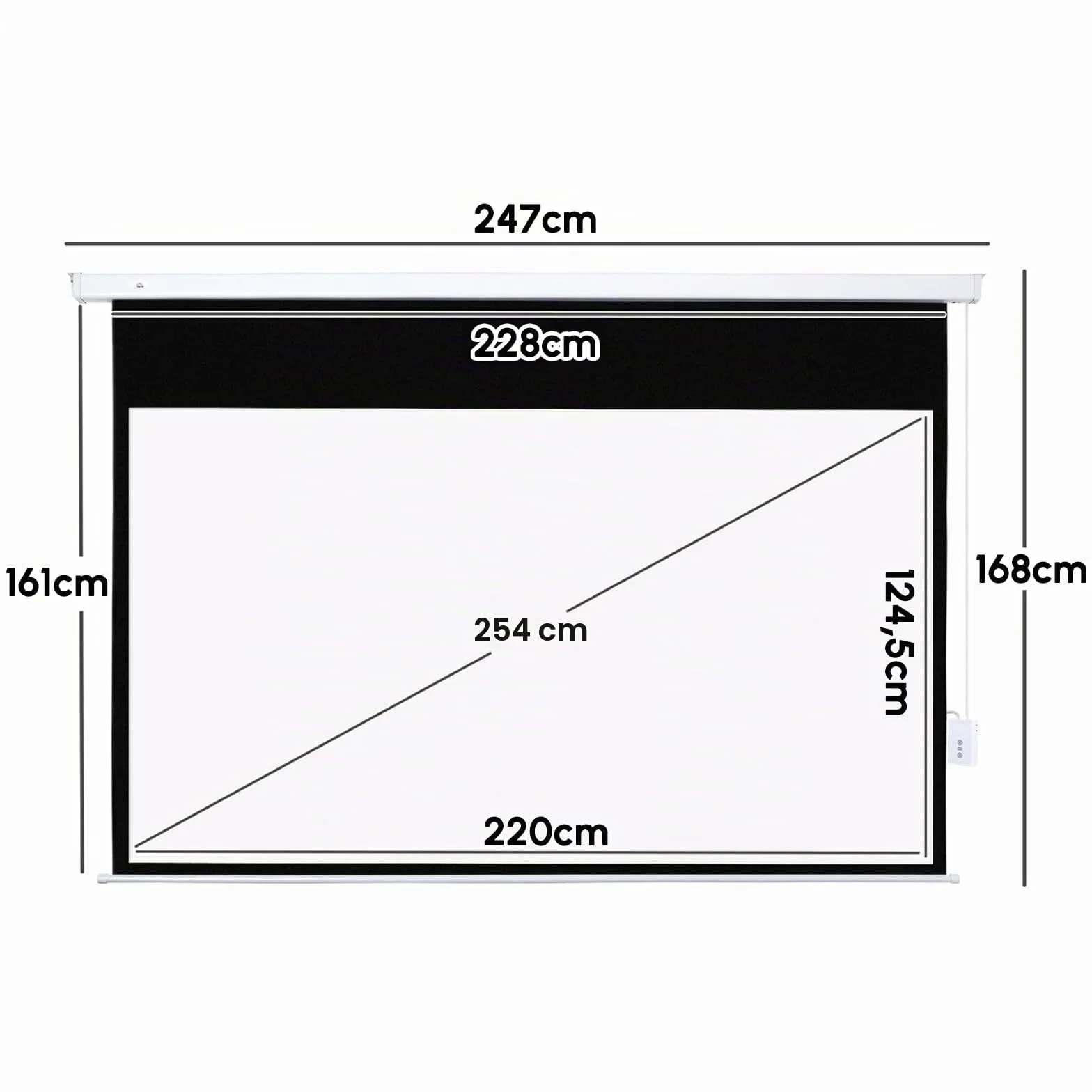 Fabulcozy Schermo di Proiezione Motorizzato, Avvolgibile e a Scomparsa da 100 Pollici Formati 16:9 Bianco per Proiettore 253x168cm