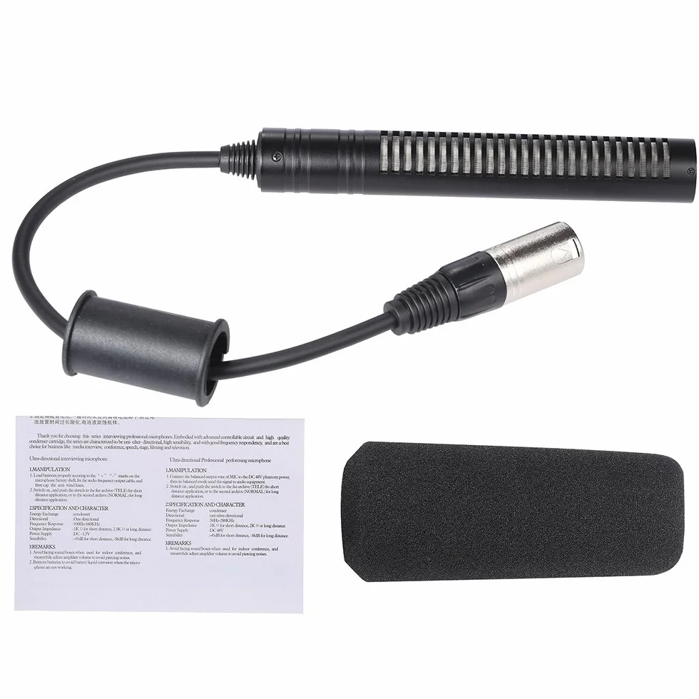 Andoer Microfono XLR Condensatore Stereo Microfono per Videocamera per Sony Panasonic Videocamera Intervista Registrazione VideoIntervista Registrazione Video