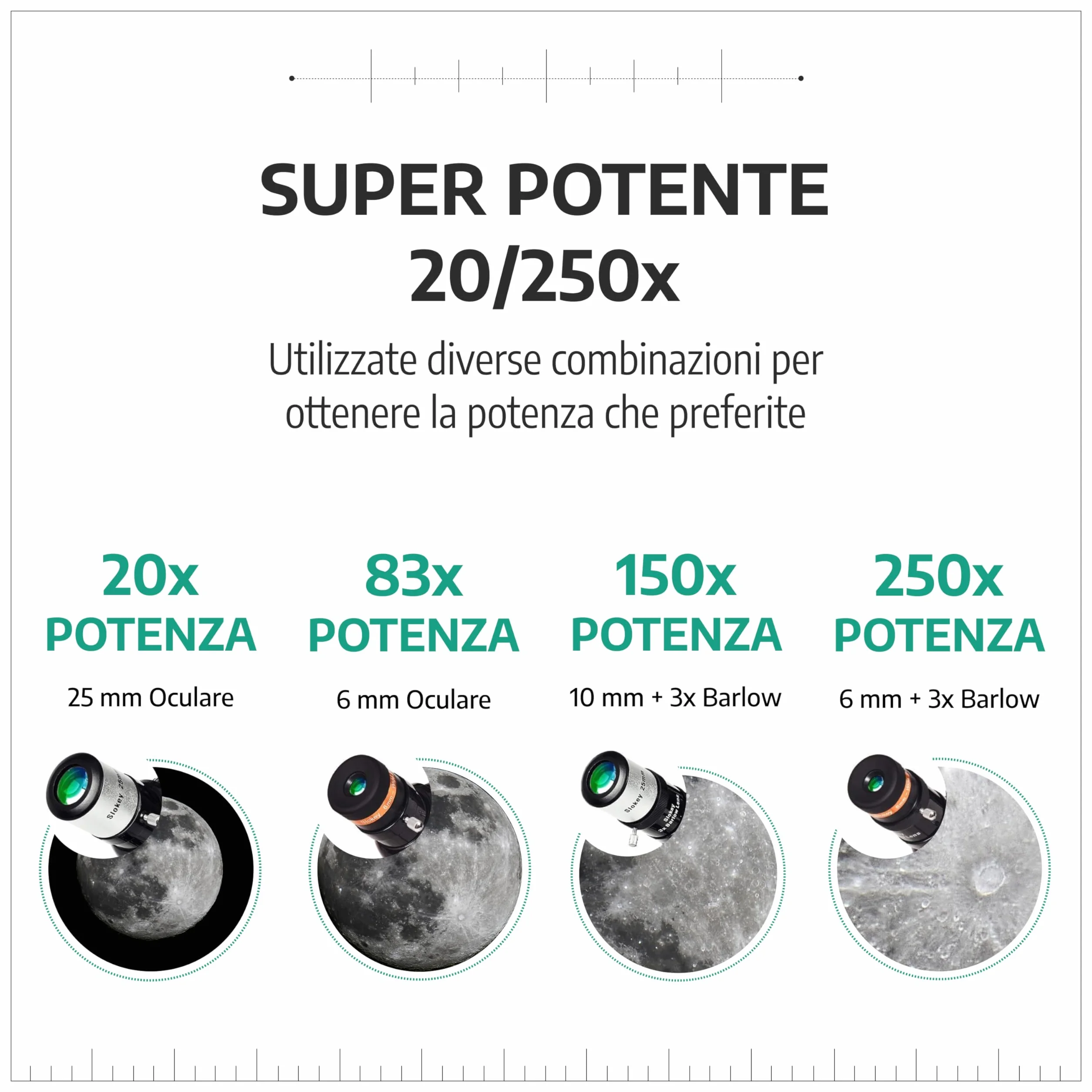 Telescopio Astronomico Professionale per Principianti Adulti - Portatile e Potente 20x-250x, Facile da Installare e Utilizzare - Ideale per Osservare la Luna, Pianeti, Galassie e Altro Ancora