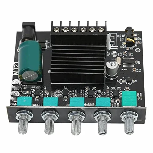 Goshyda Scheda Amplificatore Stereo Digitale, ZK‑MT21 Bluetooth 2.1 Canali CC 12‑24 V, Modulo Amplificatore di Potenza HiFi Fai-da-Te, per Altoparlanti 15‑100 W 4‑8 Ω