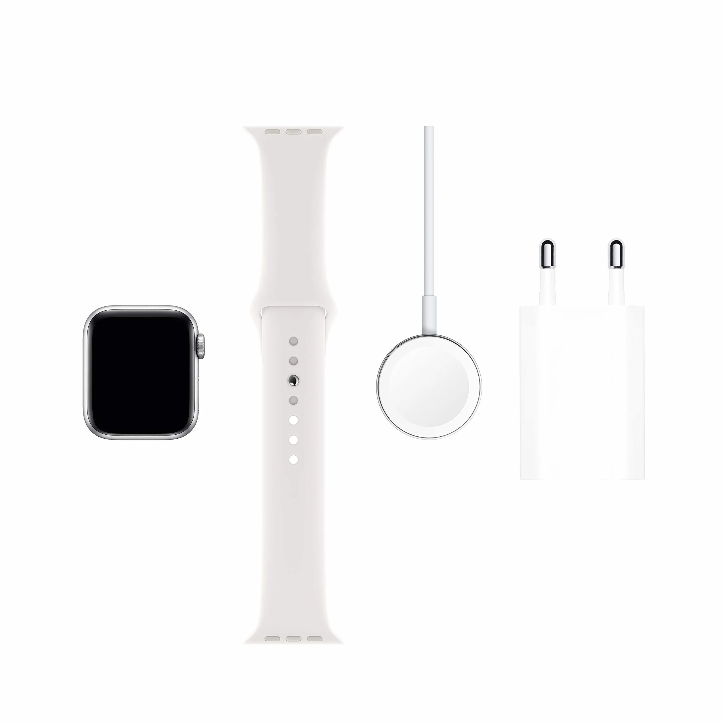 Apple Watch Series 5 Cellulare 40mm Cassa in alluminio argento con cinturino sportivo Bianco - S / M (Ricondizionato)