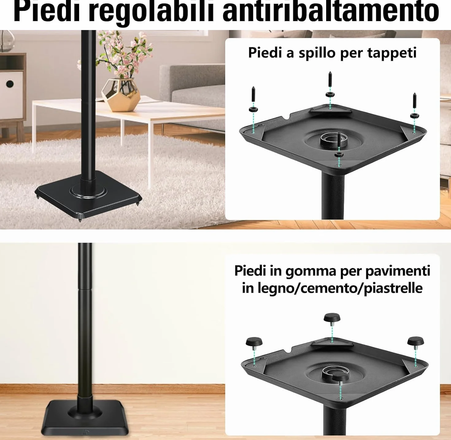 Mounting Dream Supporto altoparlante regolabile altezza per satelliti 5 kg set 2
