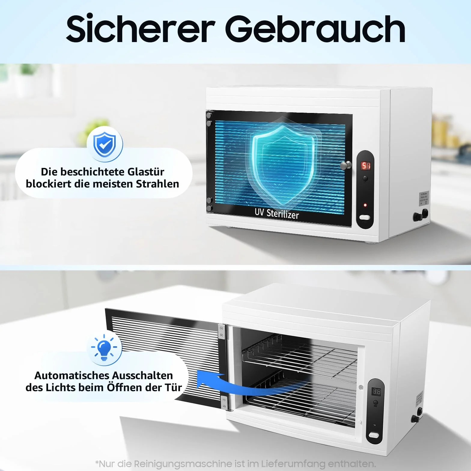 Armadio disinfettante professionale con ozono UV – Sterilizzatore 3 in 1 con display LCD e 3 funzioni timer – Per telefoni cellulari, maschere, gioielli uccidere germi grazie ai LED UV e all'ozon ad