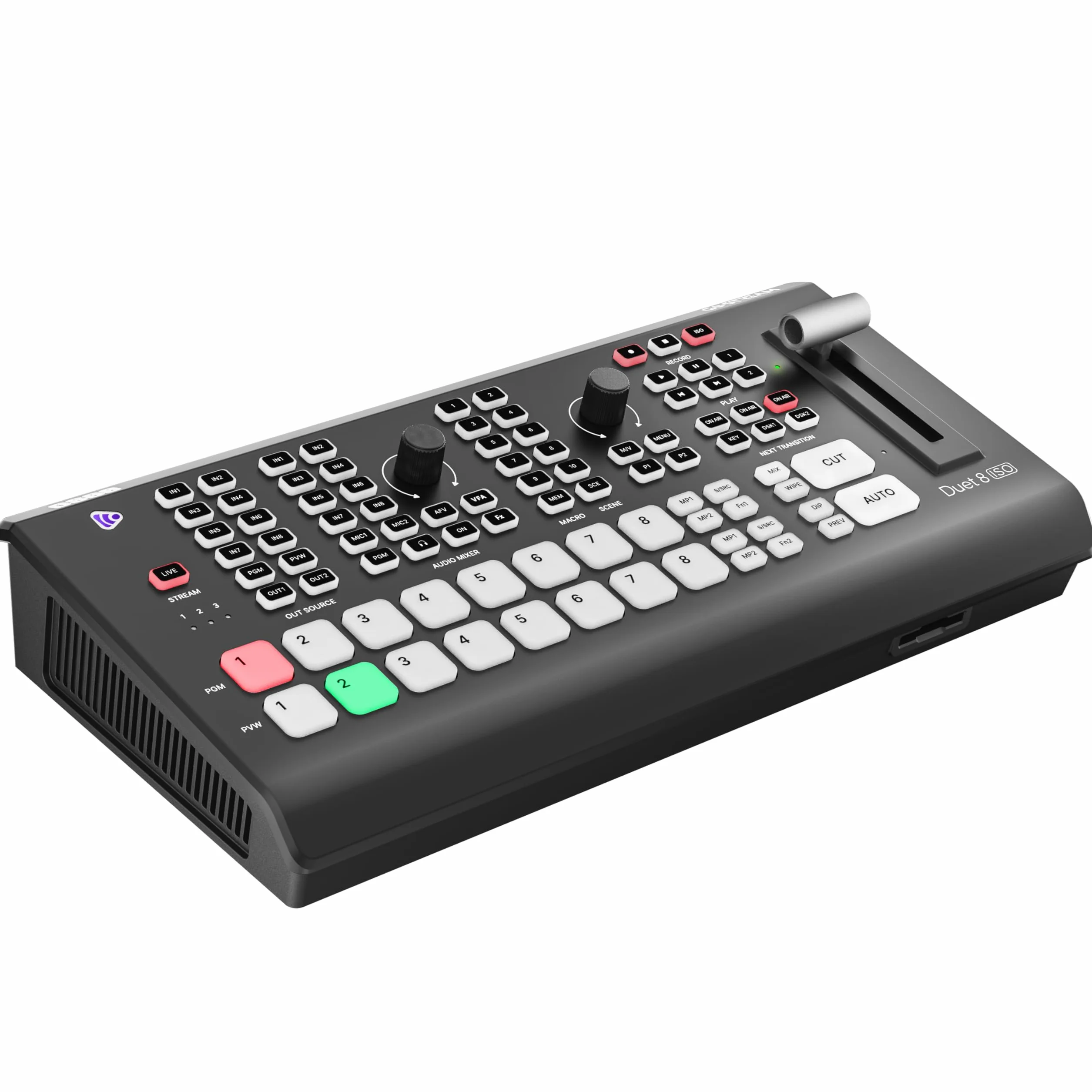 Osee GoStream Duet 8 ISO Mixer Video 8 Canali, 4×SDI + 4K HDMI, NDI HX/SRT/RTMP, 2 Webcam, Ingressi Audio XLR, Registrazione ISO Separata per podcast, YouTube e Facebook