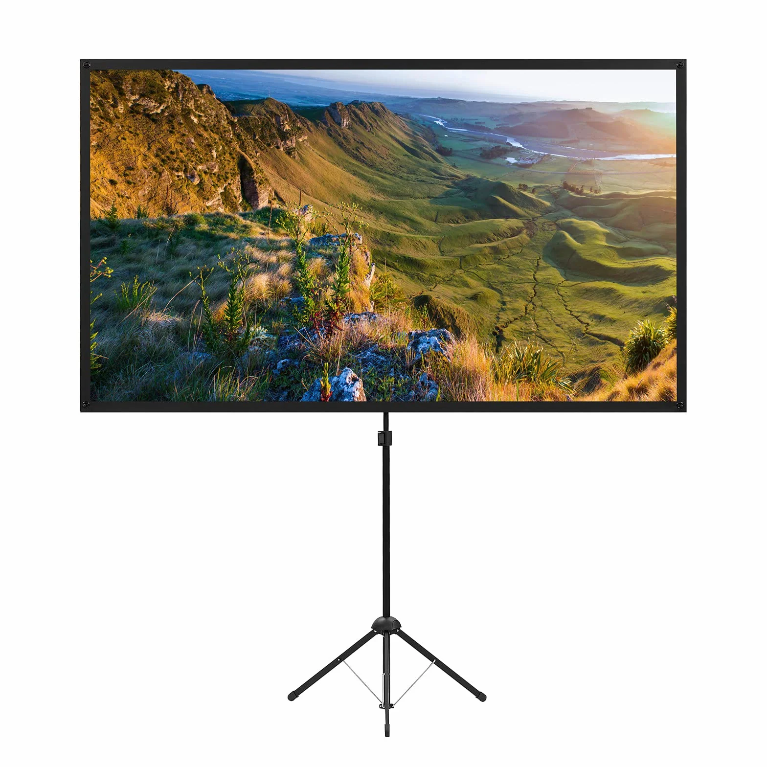 Schermo proiettore con treppiede, portatile da 80 pollici, 16:9, 4K HD, tela di proiezione leggera e compatta, montaggio in 2 minuti, ideale per home theatre, film all’interno e esterno