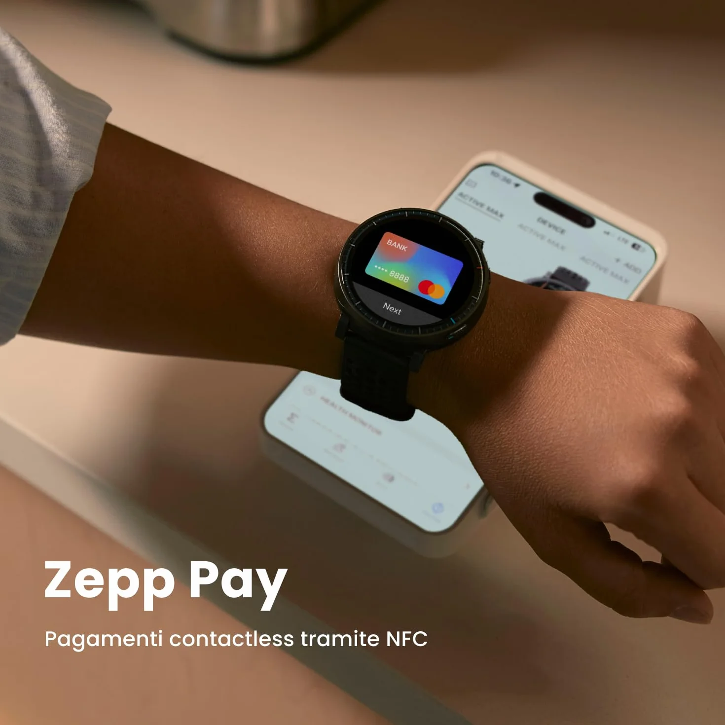 Amazfit Active Max 48mm Smartwatch 1,5'' AMOLED, 25 Giorni Autonomia, Mappe Offline, NFC, GPS, 4GB di Memoria, 170+ Sportive, 5 ATM, Monitoraggio Fitness, Sonno & Battito per Android/iPhone