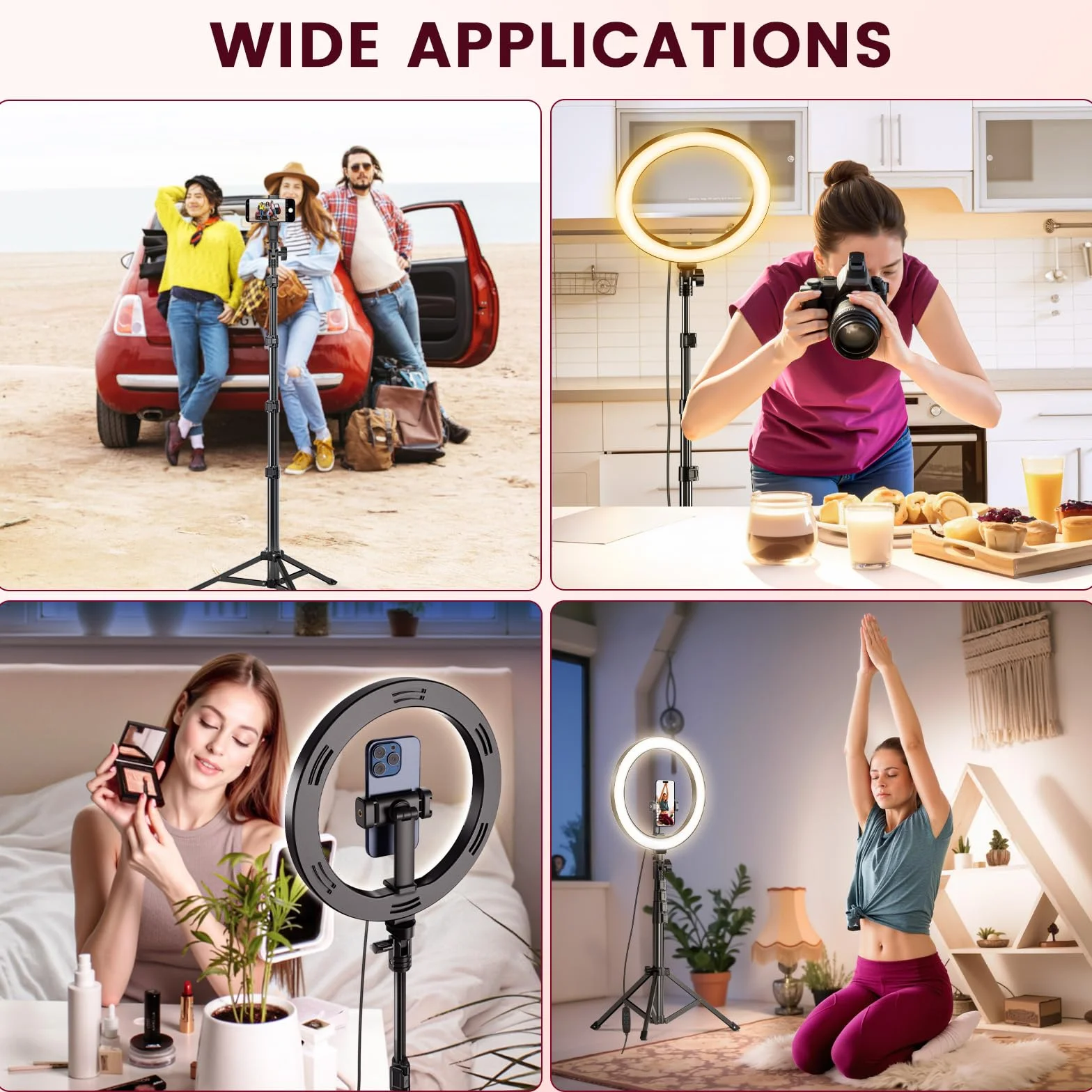 Ring Light Professionale, 10" Ring Light Telefono con 62" Treppiede Alto & 3 Modalità, Luce per Selfie, Trucco, Video e Fotografia
