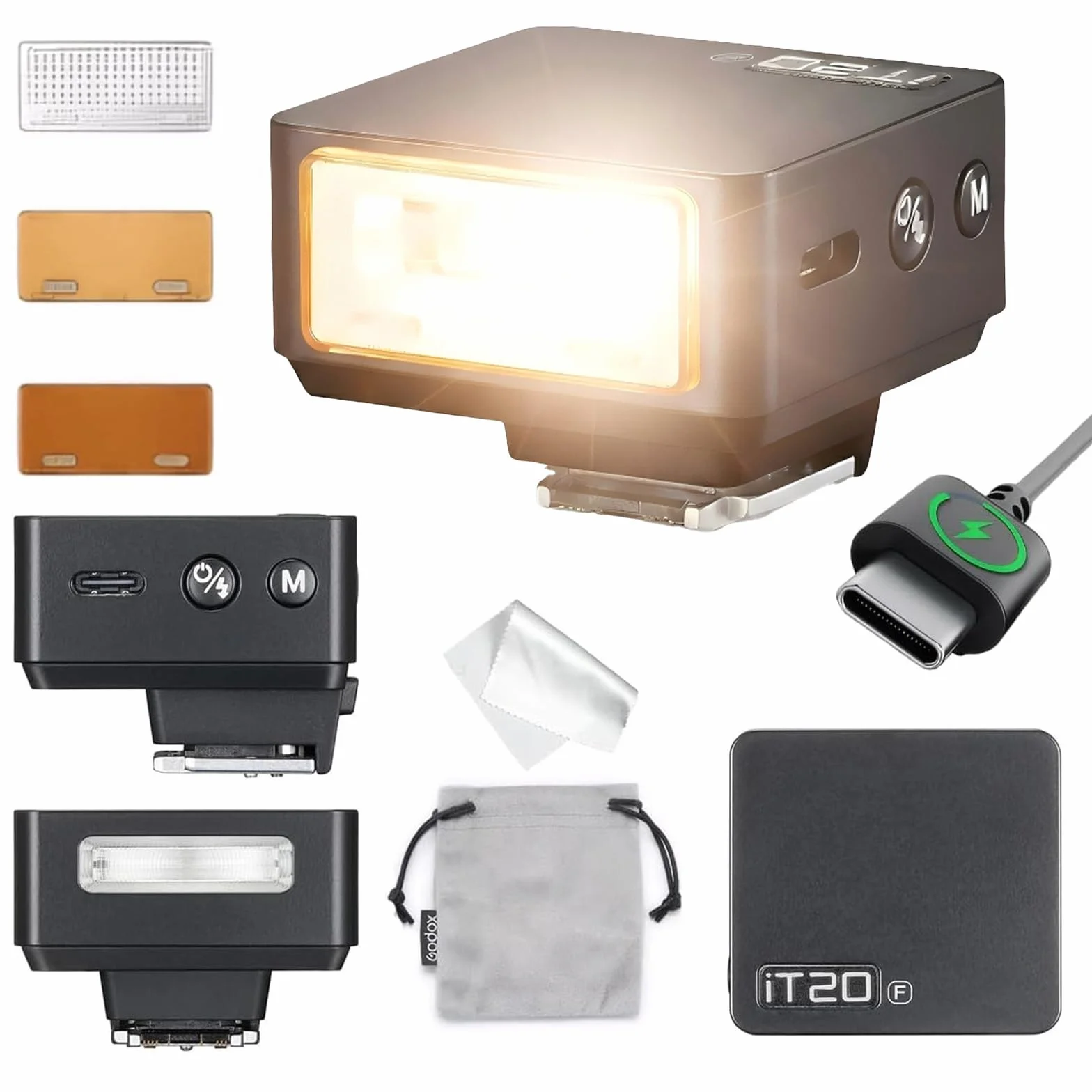 Flash GODOX IT20 F TTL Auto-flash Compatibile Fujifilm X100VI GFX100RF XS20 XS10 XT30 II XT5 XM5 GFX50S GFX50R X-T4 X-T3 X-E4 Nero