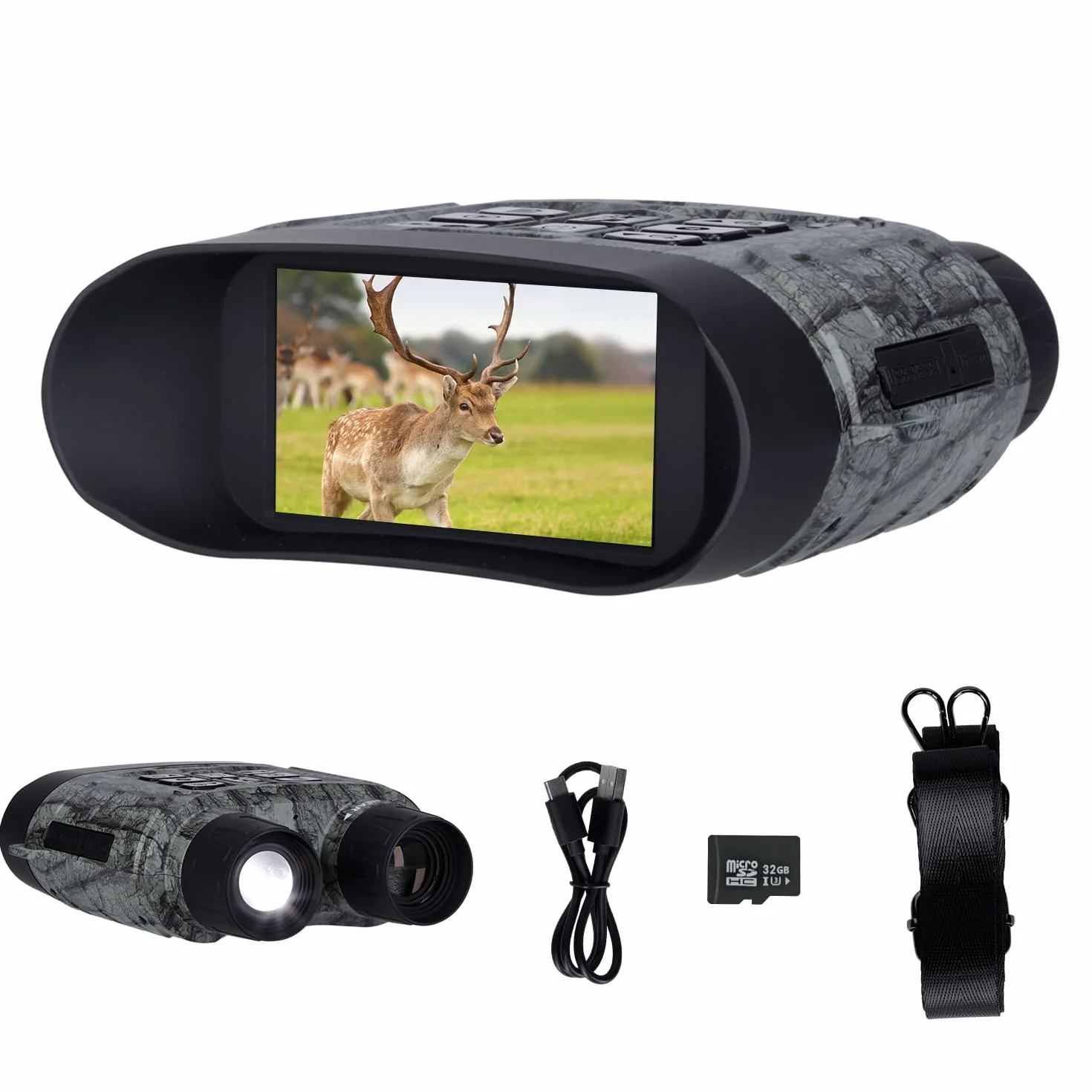 Rollei NightVision 400 4K, binocolo da 40 MP, con visione notturna, militare, zoom digitale, 32 GB, scheda SD, 400 m, fotocamera a infrarossi con torcia da 5000 mAh, visione notturna, binocolo per