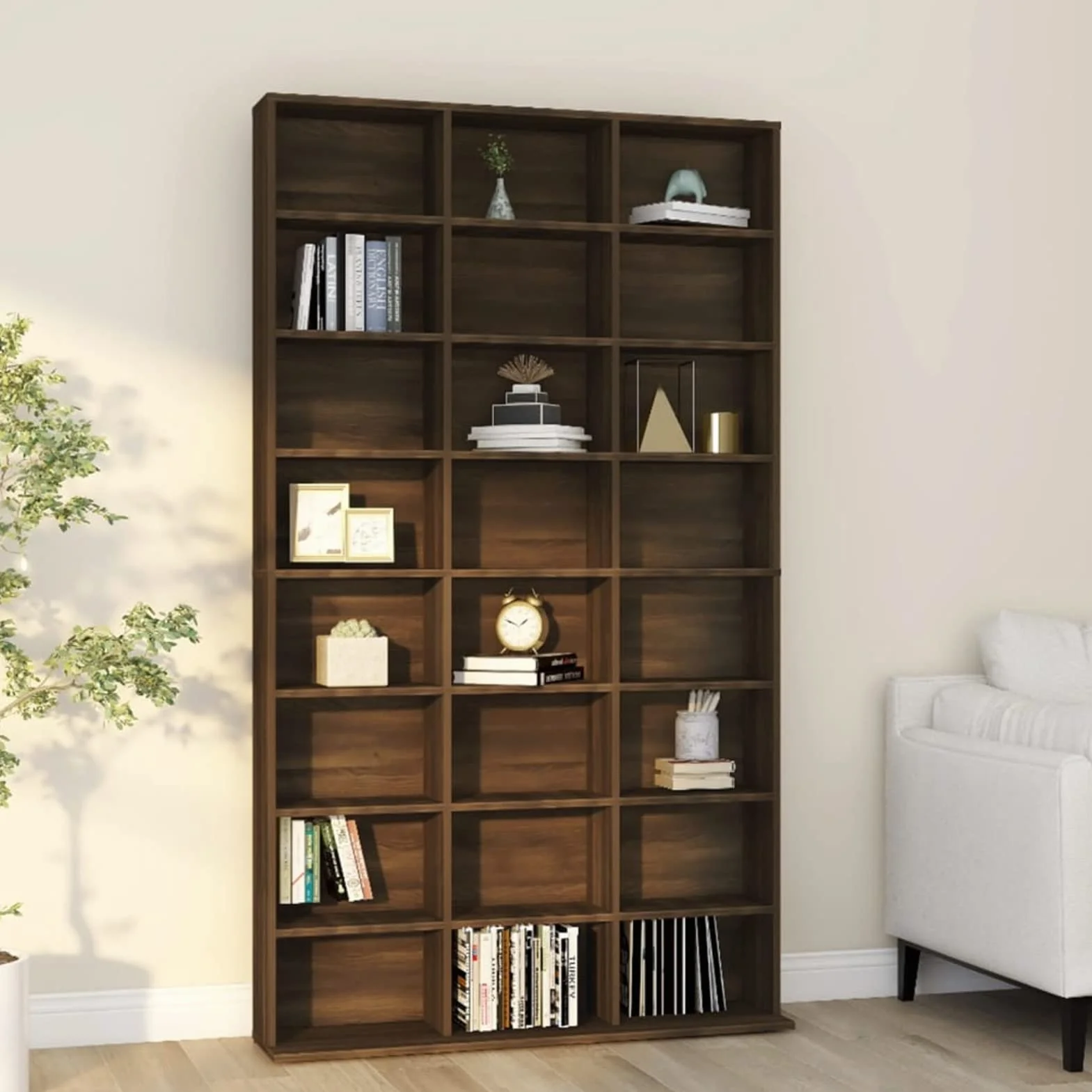Mobile Porta CD Rovere Marrone 102x23x177,5cm Legno Multistrato,Scaffale Porta CD,DVD Archiviazione,Mobile Porta CD,Armadio Porta CD
