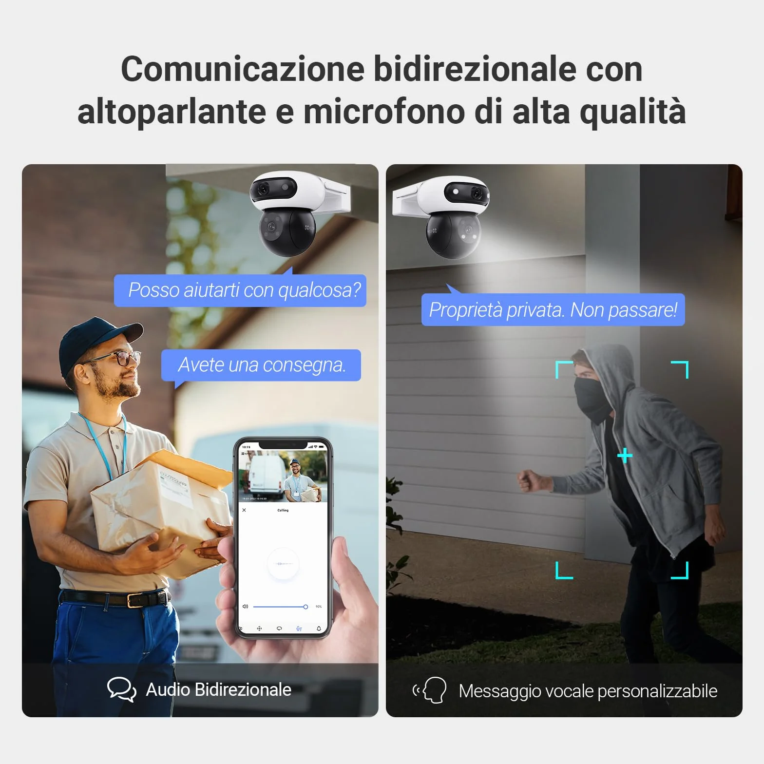 EZVIZ 8MP (4MP+4MP) Telecamera WiFi Esterno con Doppia Lente, Telecamera per Esterni a 360°, Visione Notturna a Colori, Rilevamento Persone/Veicoli, Audio Bidirezionale, Impermeabile, C90 Dual
