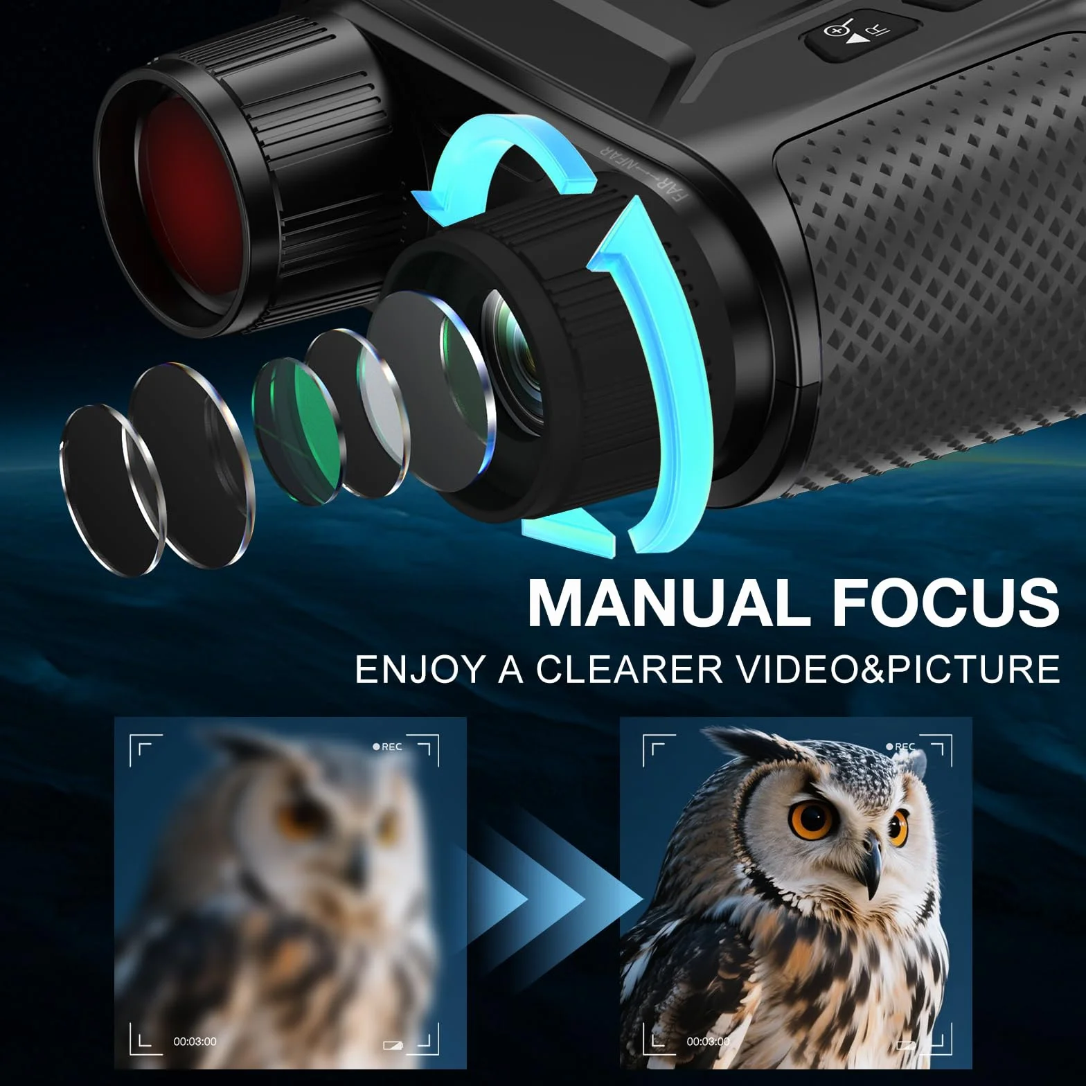 Visore Notturno 4K 36MP Binocolo Visione Notturna Zoom Digitale 8X e Scheda 32GB per Foto e Video, Display HD da 4.5" 7-Livelli Infrarossi Visore Notturno Binocolo Vista 400M per Campeggio