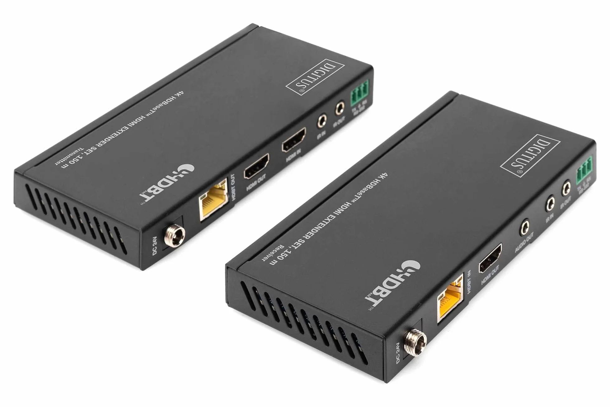 DIGITUS DS-55508 Estensore HDMI HDBaseT UHD 4K/60 Hz 120 m LAN Set Trasmettitore Ricevitore IR RS232 HDCP 2.2