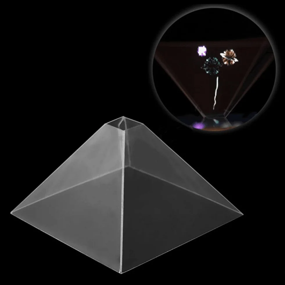 Luckxing Lampada Ologramma a Piramide per proiettore, Pellicola Ologramma, proiettore a Piramide, Display olografico, proiettore per Ogni Smartphone