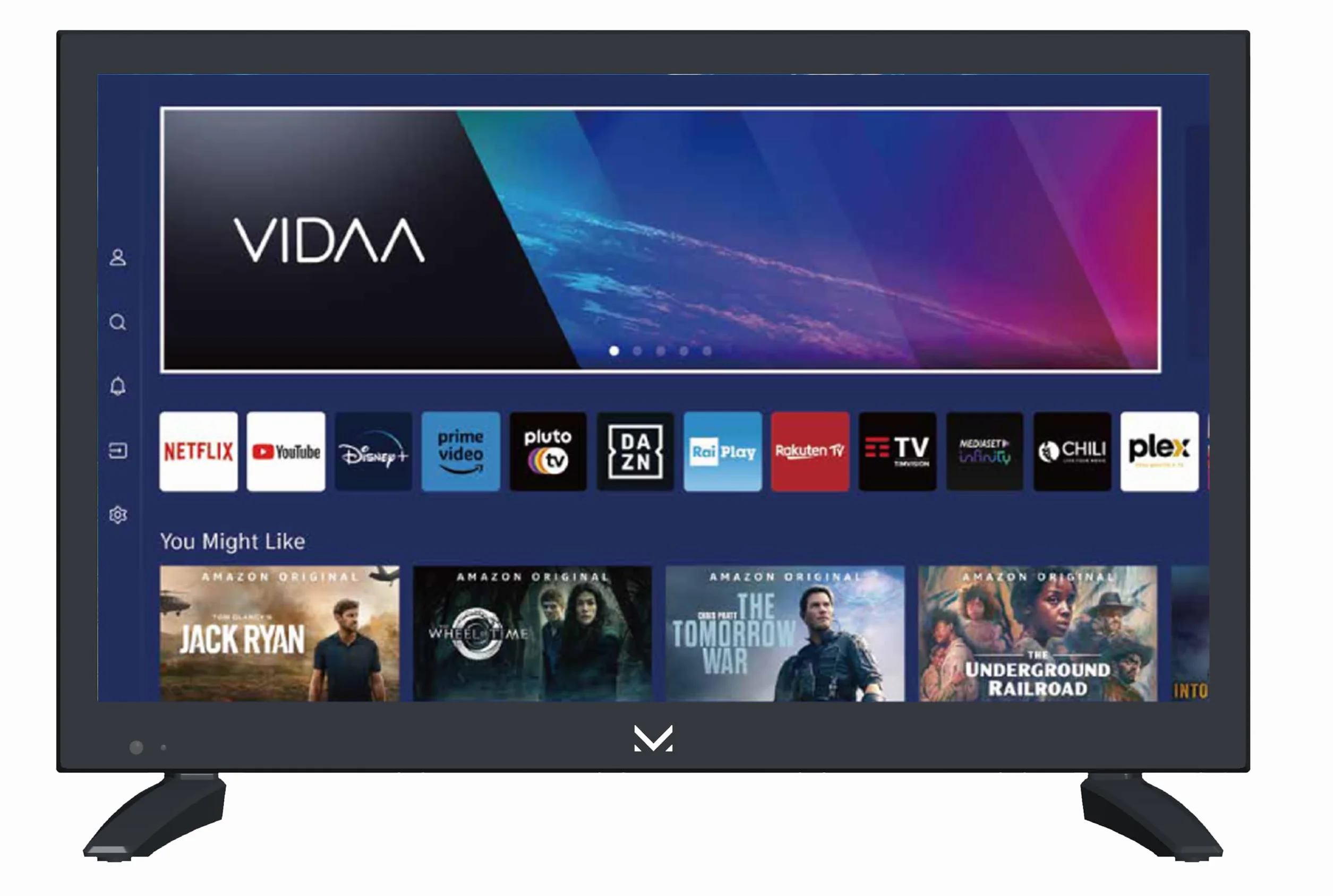 Majestic SM19 V1 - Televisore SMART LED HD READY 19", Sistema operativo VIDAA, Wi-Fi integrato, DVB-T/T2 e DVB-S/S2, Doppio sistema di alimentazione: AC 100/240V - DC 12V, Telecomando, USB
