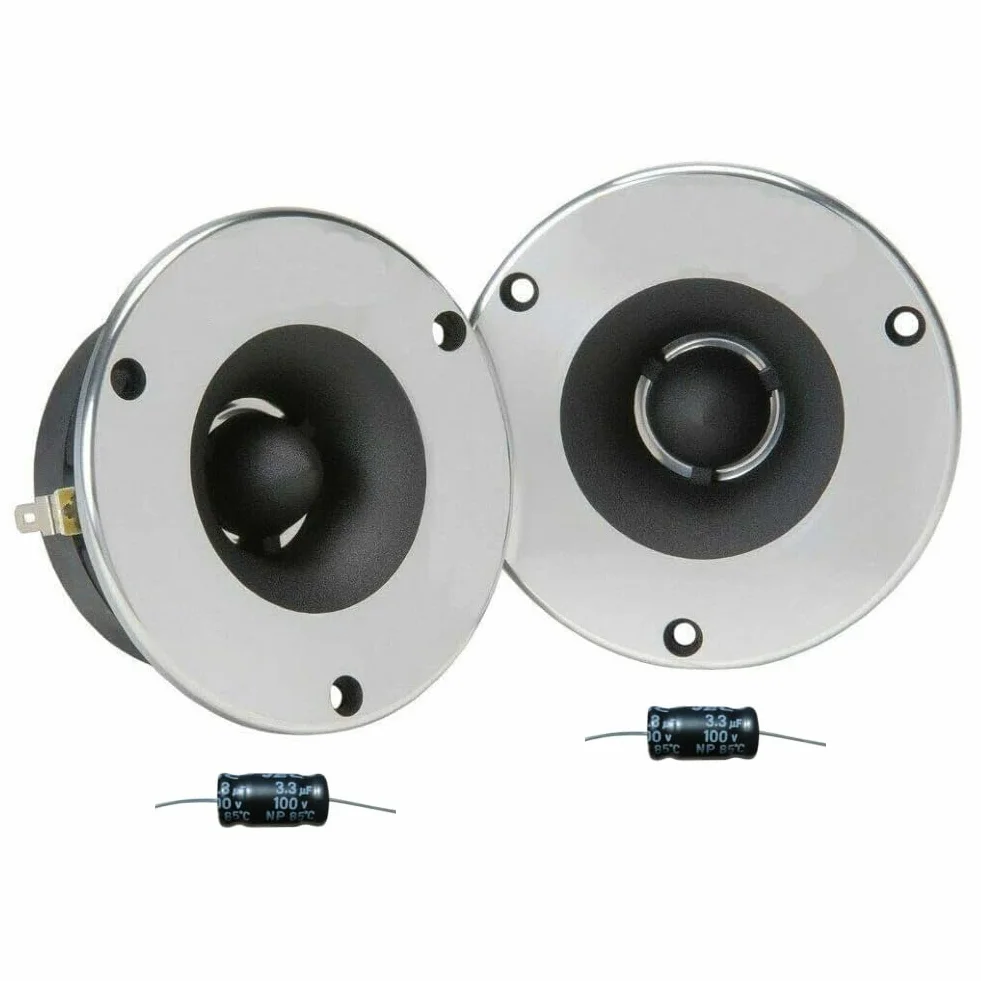 KIT SET PER MASTER AUDIO BST03/8 2 super tweeter di ricambio universali, da 150 watt rms 300 watt max, 9,6 cm di diametro, 8 ohm, per casa, a coppia, alta qualità premium + condensatori omaggio