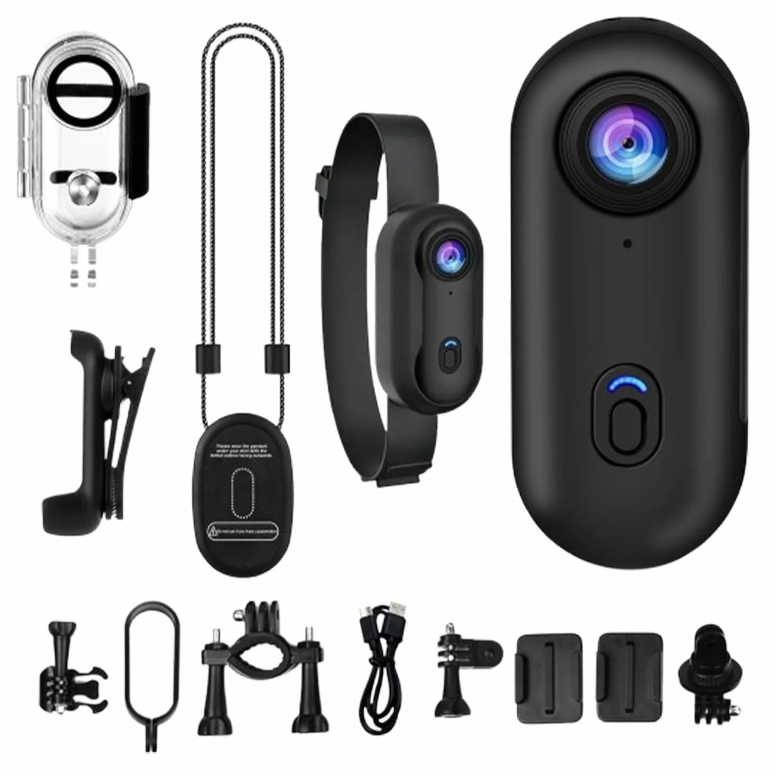 Générique Videocamera portatile 4K POV Pro con clip girevole a 360° e clip magnetica, grandangolo di 170°, registrazione 120 minuti, ideale per conferenze, viaggi e passeggiate