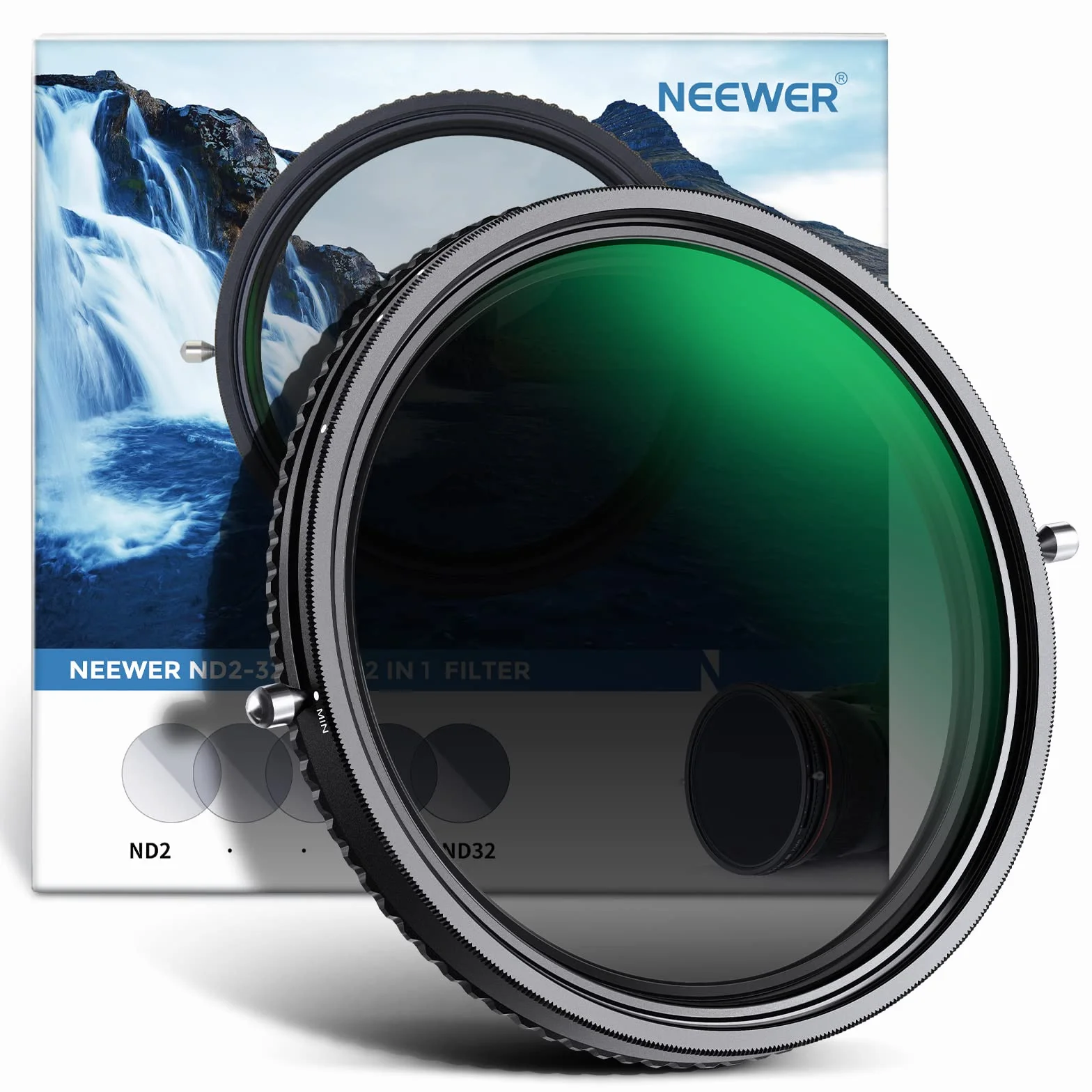 NEEWER 2 in 1 Filtro ND Variabile 58mm ND2-ND32 e CPL(Polarizzatore), senza X/Vetro Ottico HD/multistrato/ultra sottile/idrorepellente/resistente ai graffi